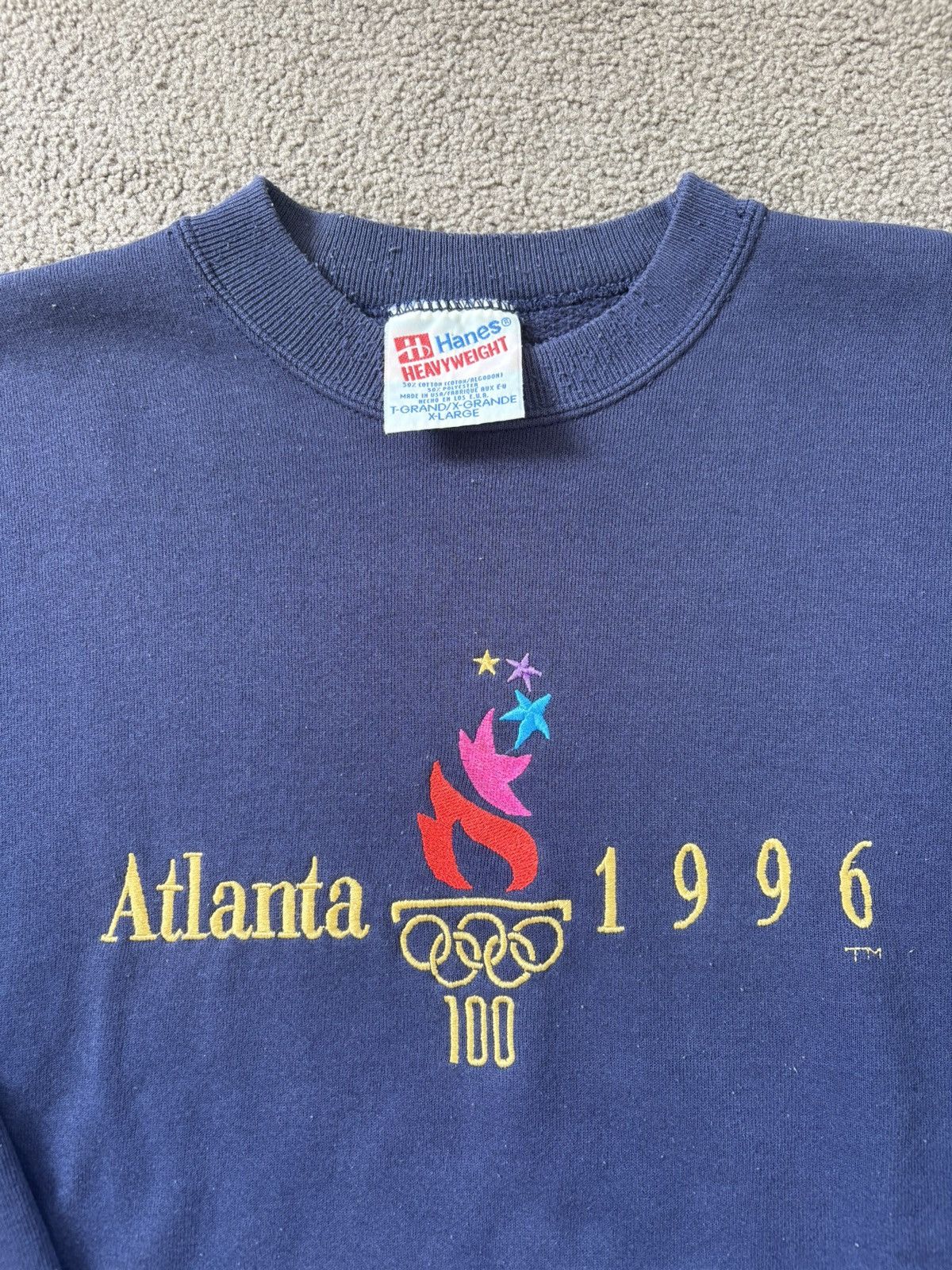 Vintage Atlanta 1996 Olympic Navy Crewneck Sweatshirt Size US XL / EU 56 / 4 - 4 Thumbnail