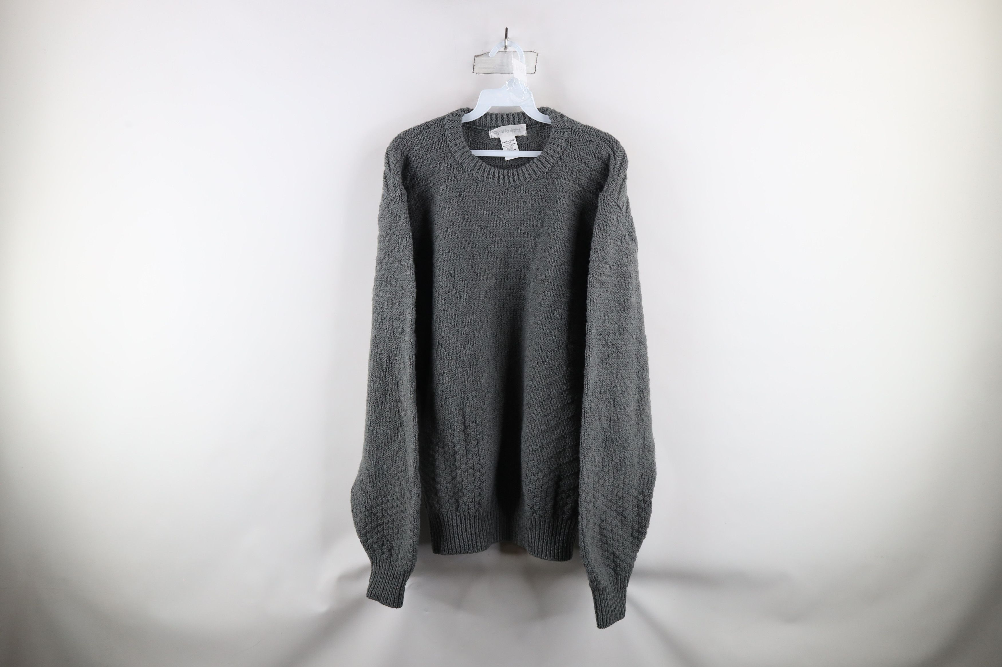 Vintage Vintage 90s Streetwear Chunky Knit Crewneck Sweater Gray USA Size US XL / EU 56 / 4 - 1 Thumbnail