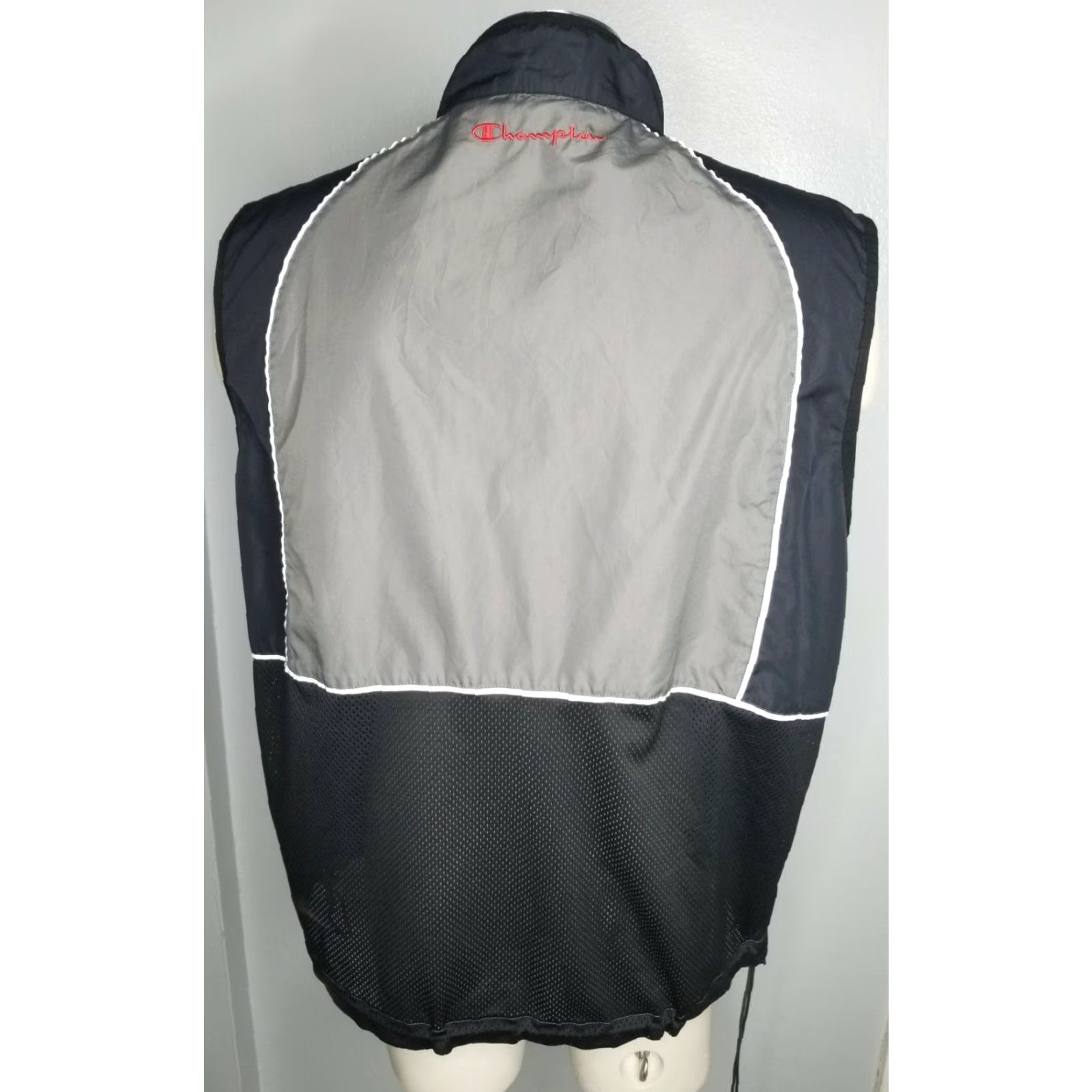 Champion VINTAGE Champion Windbreaker Vest Mens L Full Zip Gray Black Red 1990s Logo 80s College Sports University Dad Hip Hop Size US L / EU 52-54 / 3 - 4 Thumbnail