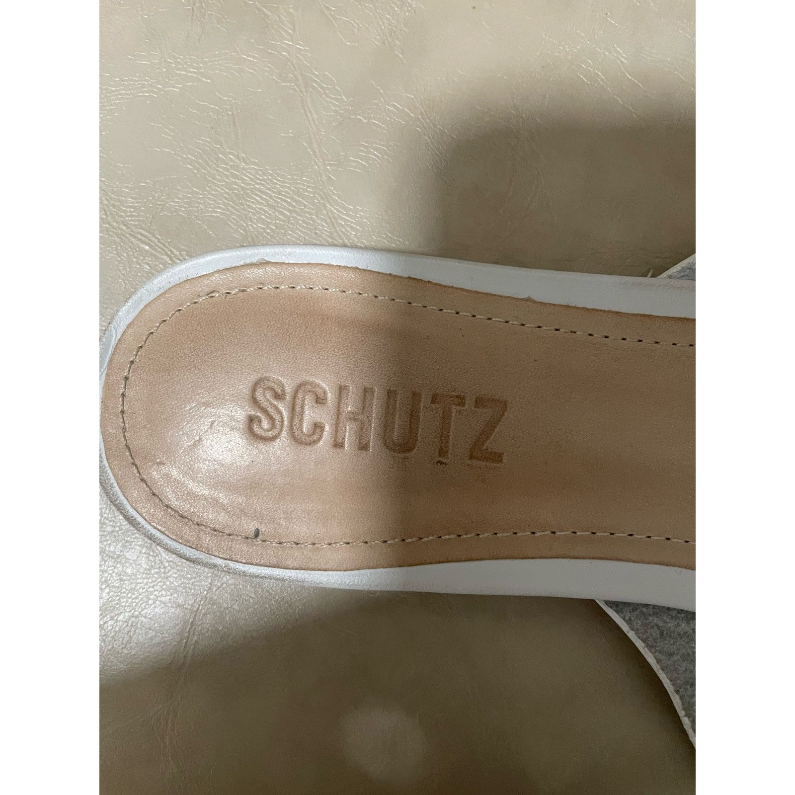 SCHUTZ Schutz - Tari Woven Leather Slide Sandals / white