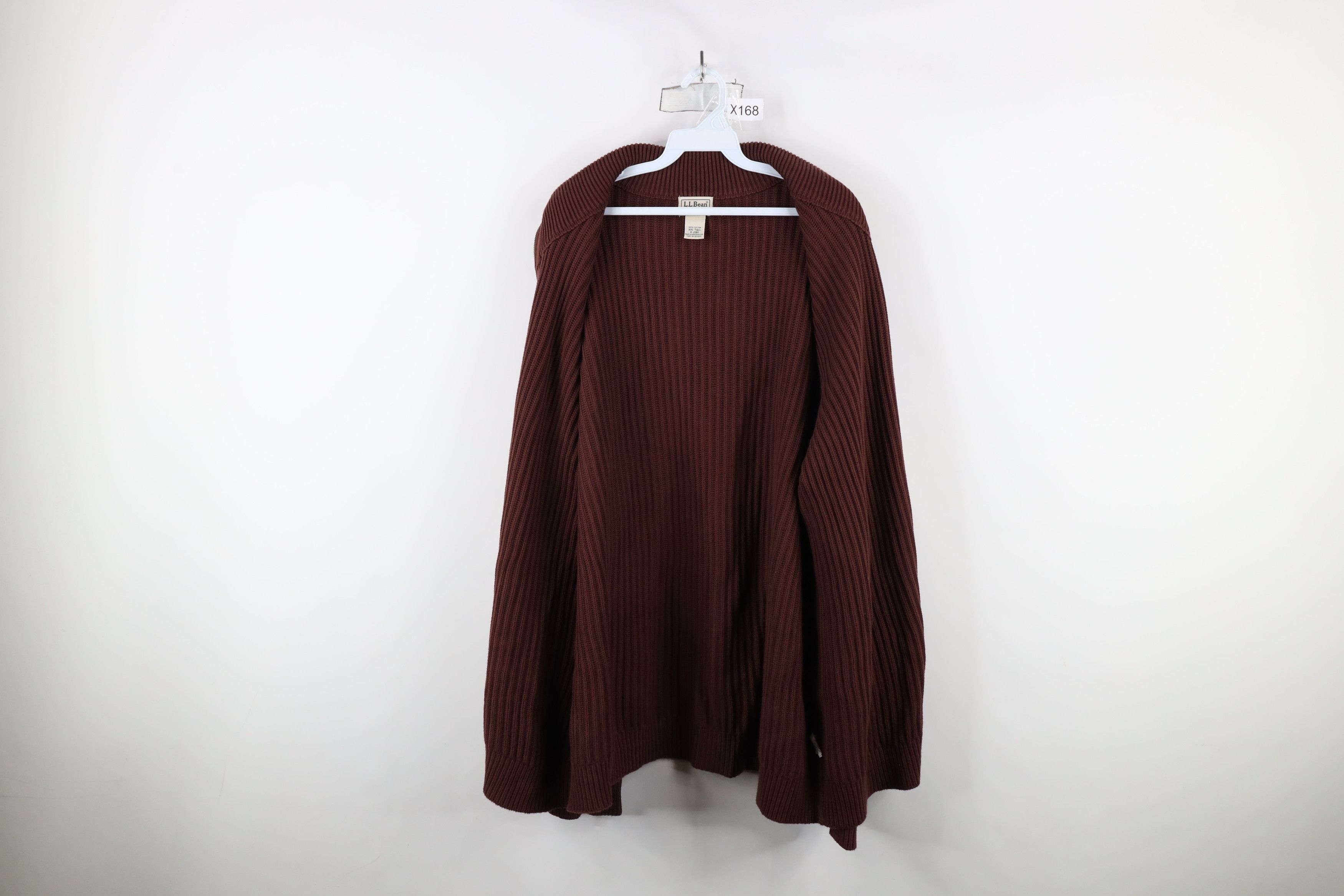 L.L. Bean × Vintage Vintage LL Bean Chunky Ribbed Knit Full Zip Sweater Burgundy Size US XXL / EU 58 / 5 - 9 Thumbnail