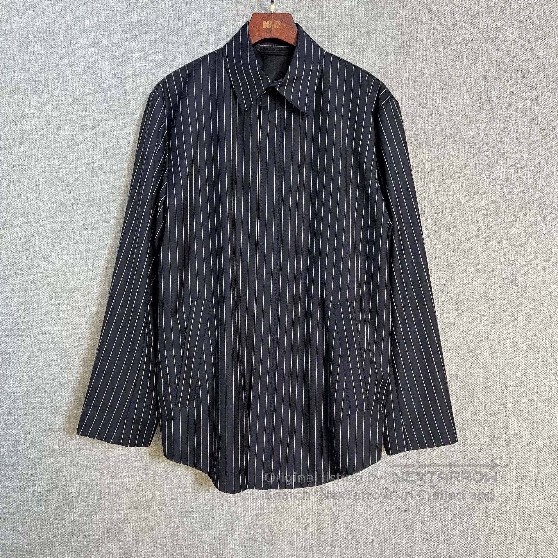 Balenciaga Balenciaga Blue Striped Wool Shirt Coat. Size XS / US 0-2 / IT 36-38 - 1 Thumbnail