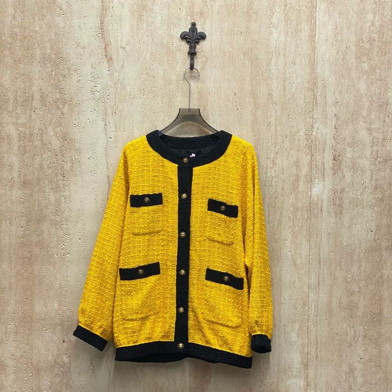 Gucci Yellow and black color block tweed woven small fragra