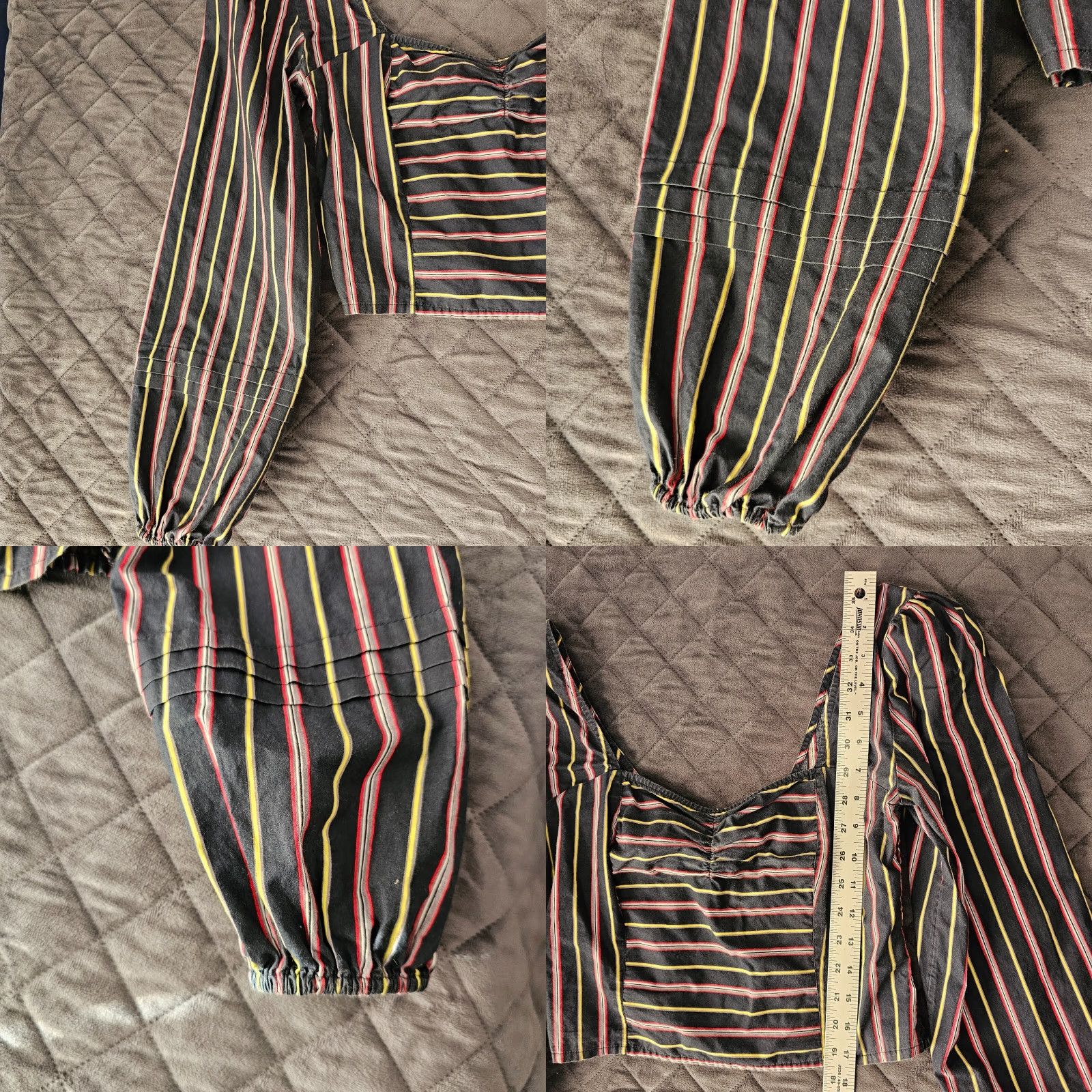 Free People Free People Striped Cropped Balloon Sleeve Top Sunshine In Sicily Size S Size S / US 4 / IT 40 - 8 Thumbnail