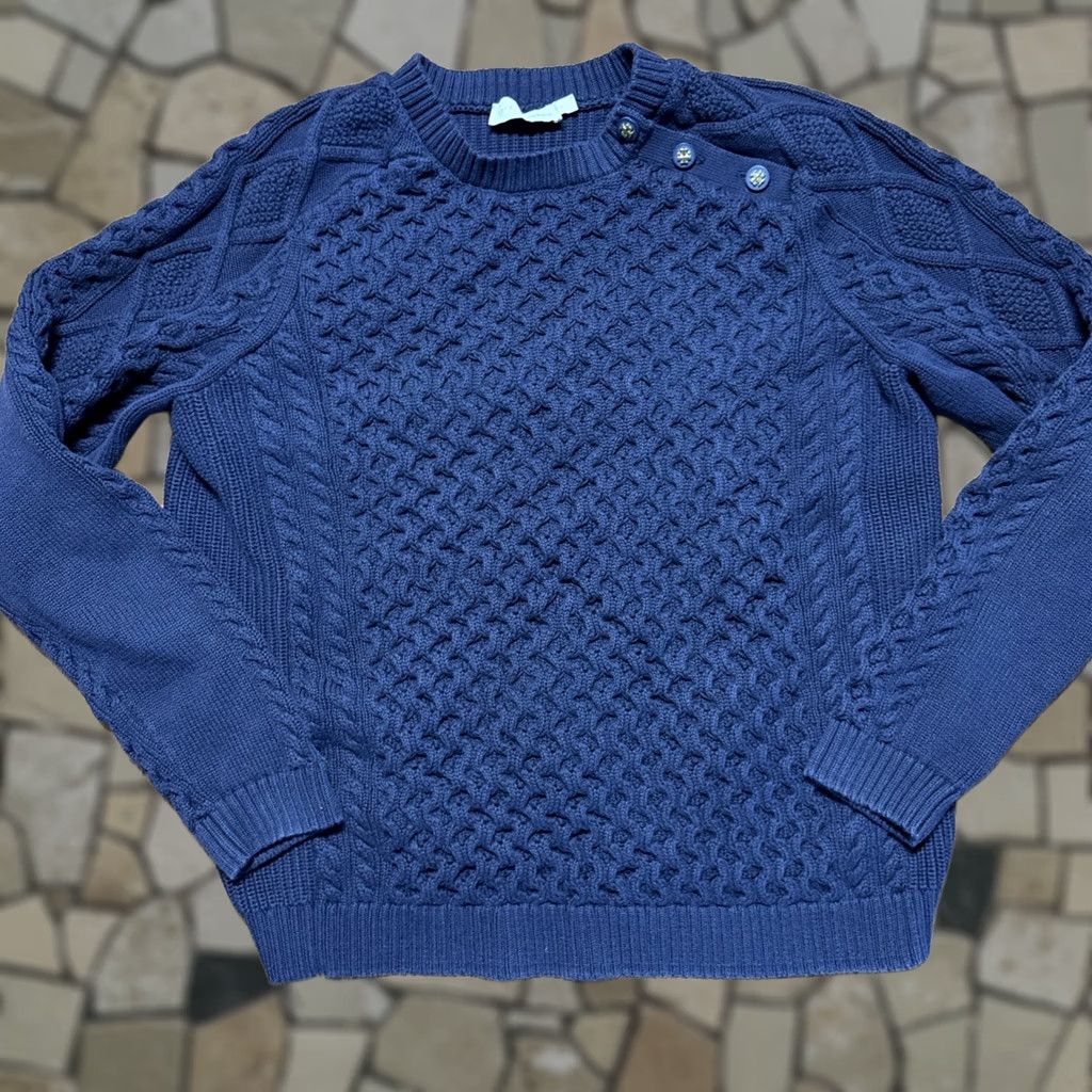 Tory Burch Tory Burch Cable Knit Sweaters Navy Size XL C13 Pullover Womens Cable-Knit Blue XL Tory Burch Womens XL Pullover Size XL / US 12-14 / IT 48-50 - 1 Thumbnail
