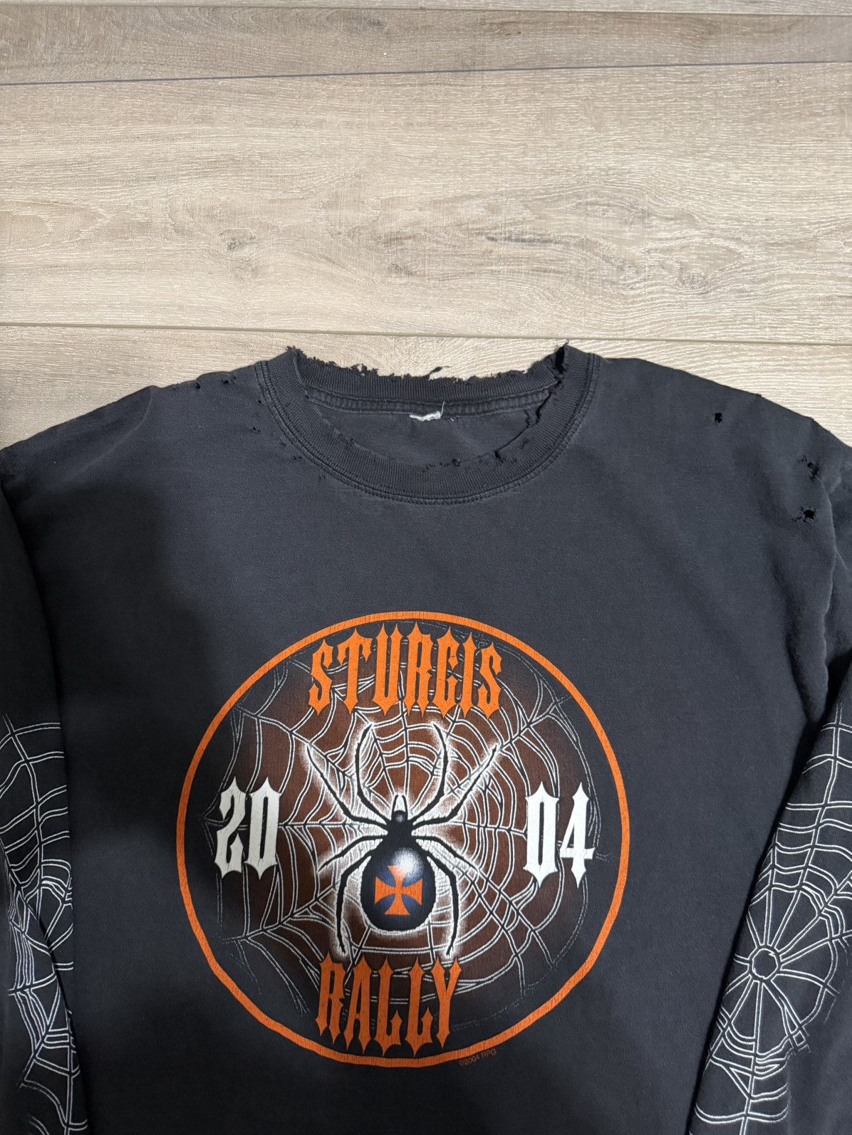 Harley Davidson Vintage Spider Web Biker Long Sleeve Size US XL / EU 56 / 4 - 5 Thumbnail