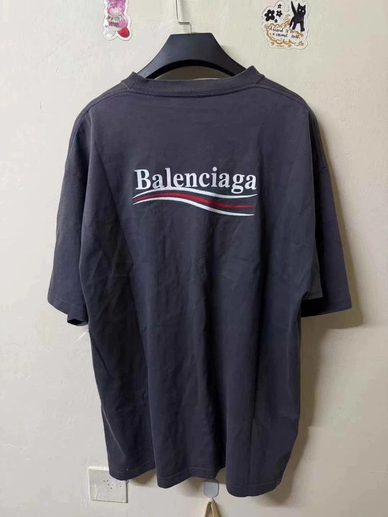 Balenciaga Balenciaga Smoke gray cola embroidered logo short sleeve Size US M / EU 48-50 / 2 - 2 Thumbnail