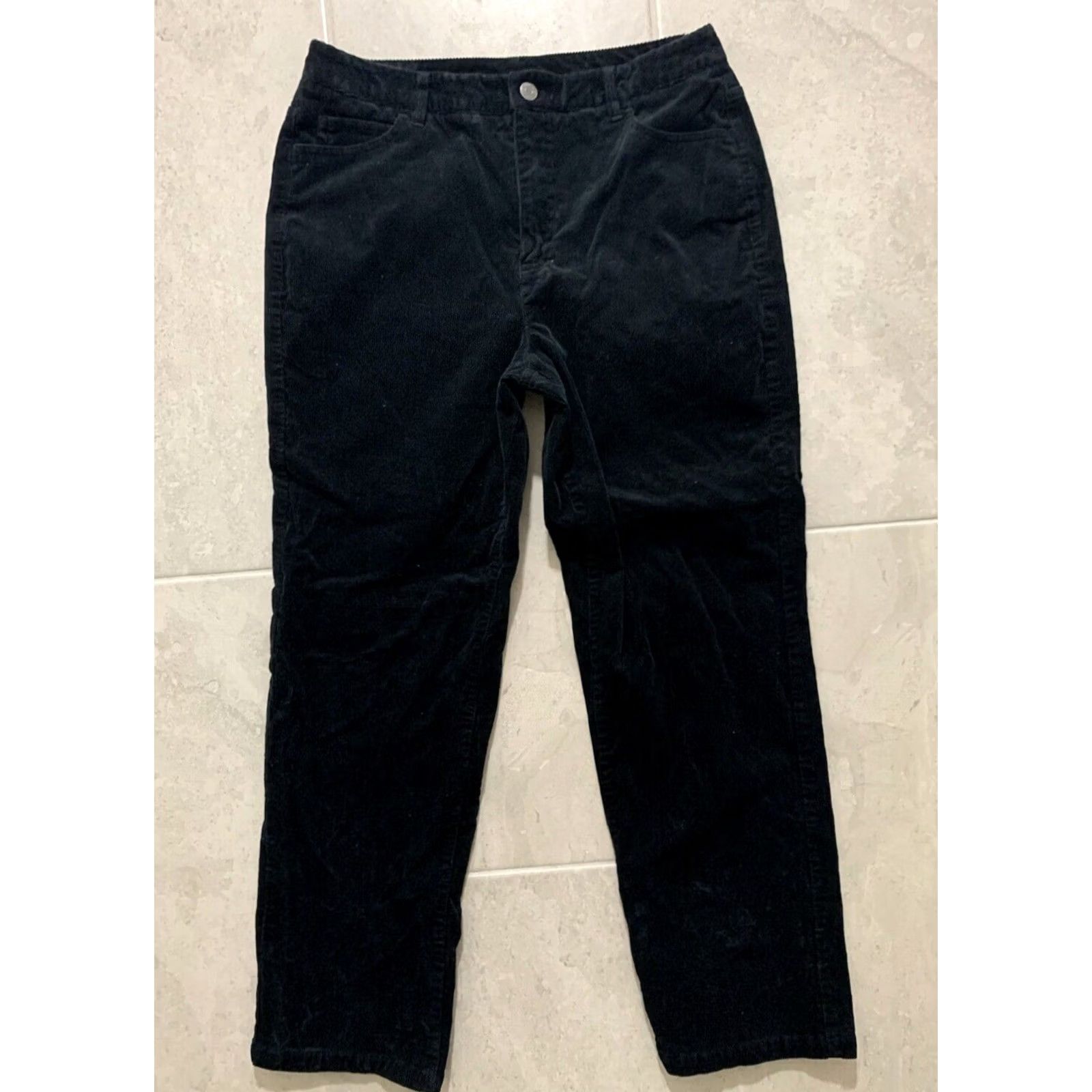 Vintage VINTAGE? No. Refocus: Women's 10P Appleseed's Black Corduroy Pants 30x28 Petites Straight Leg Jeans? Size 32" / US 10 / IT 46 - 2 Thumbnail