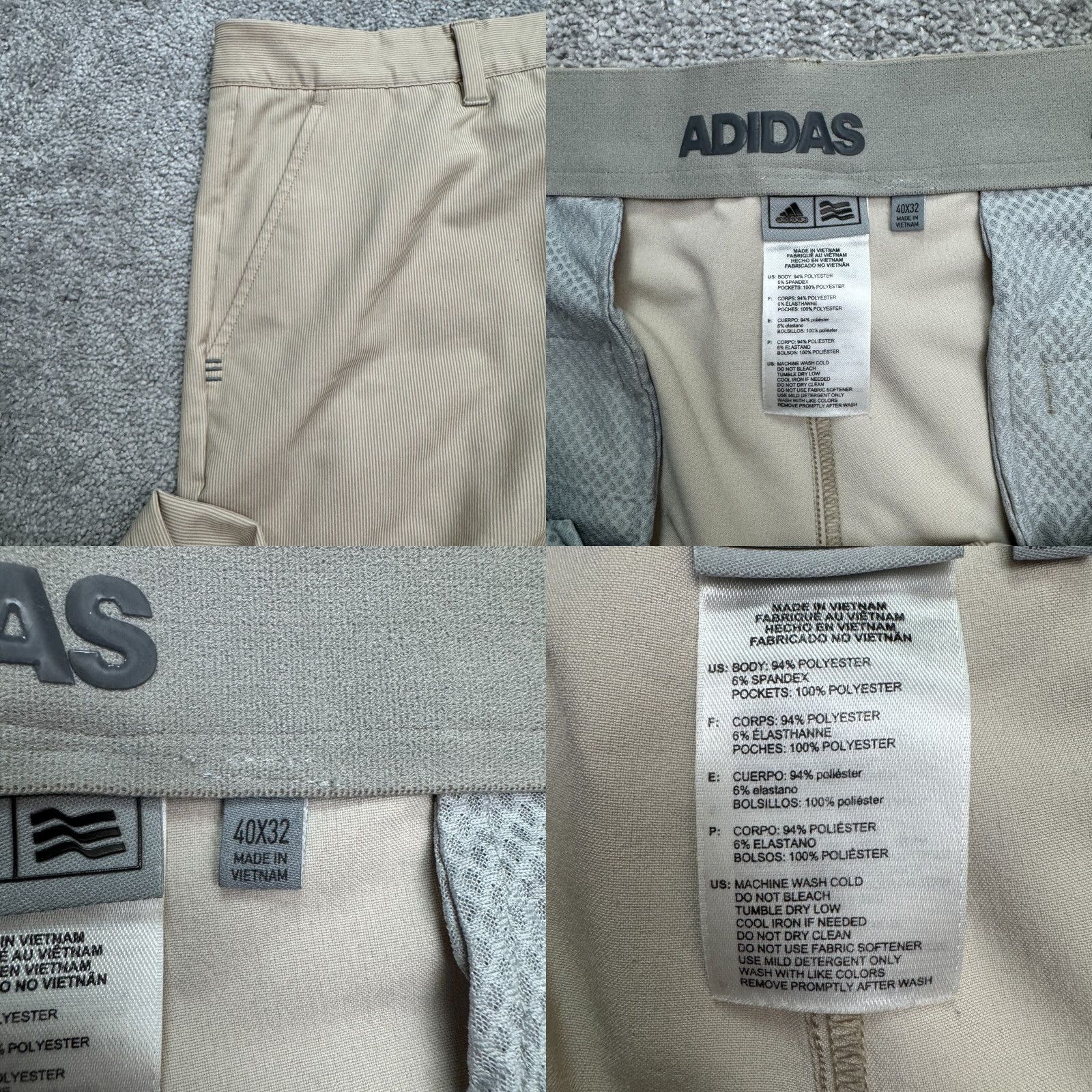 Adidas Adidas Golf Pants Mens 40x32 Khaki Beige Straight Leg Chino Pockets Regular Size US 40 / EU 56 - 8 Thumbnail