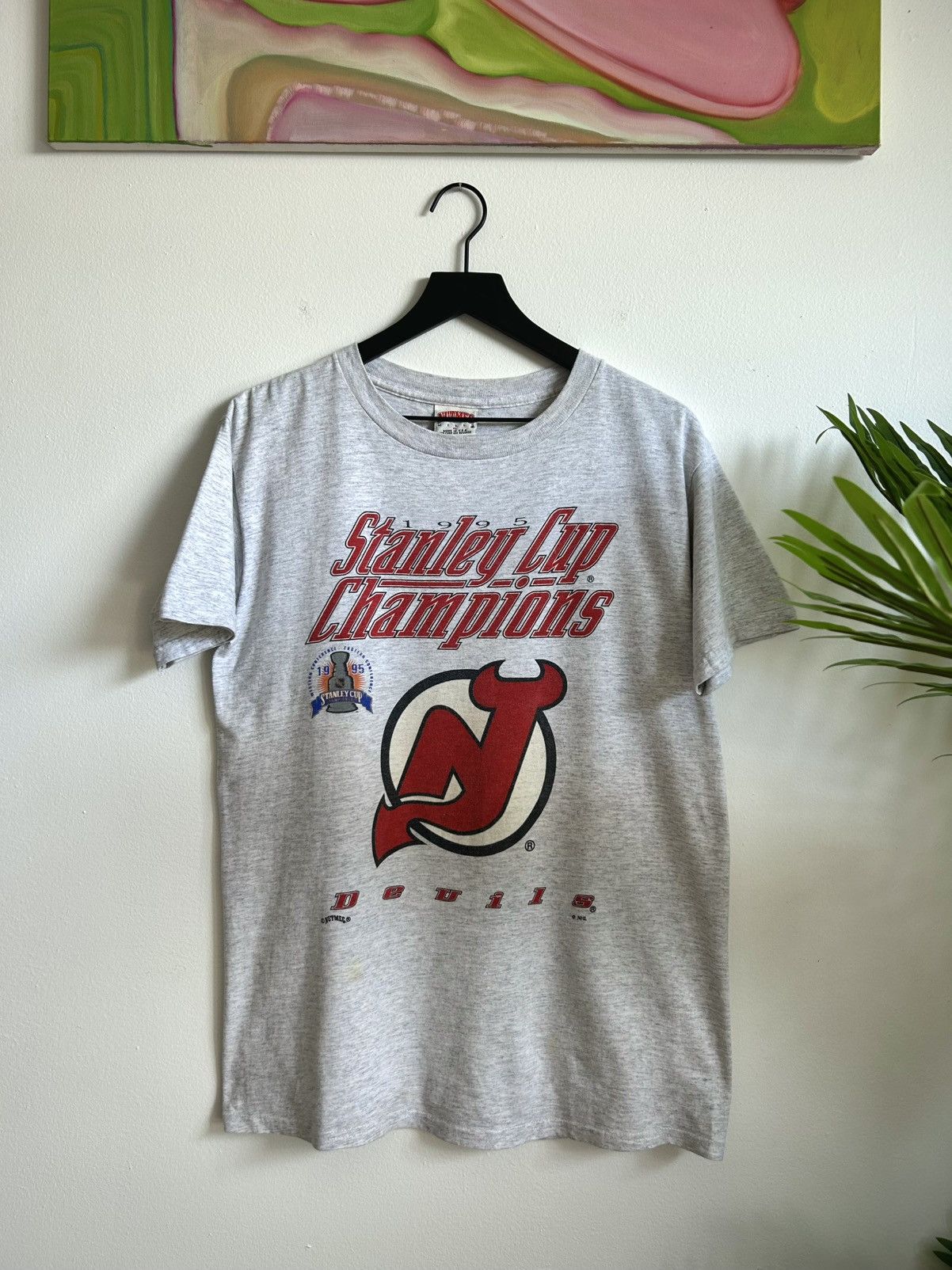 Nutmeg Vintage 1995 NHL NJ Devils Championship Tee Size US XL / EU 56 / 4 - 1 Thumbnail