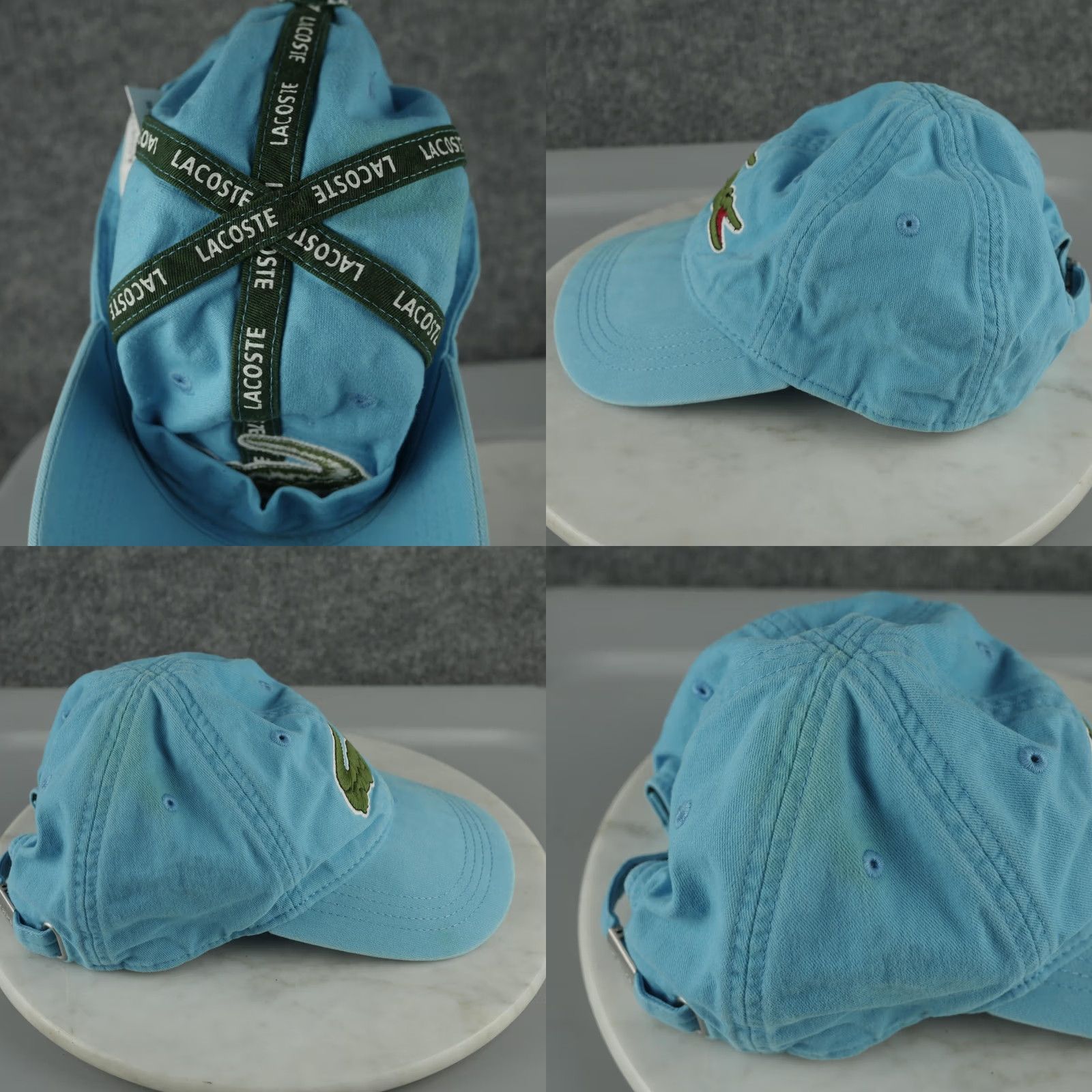 Lacoste Lacoste Hat Cap Strap Back Mens One Size Blue Baseball Big Crocodile Logo Flaw Size ONE SIZE - 8 Thumbnail