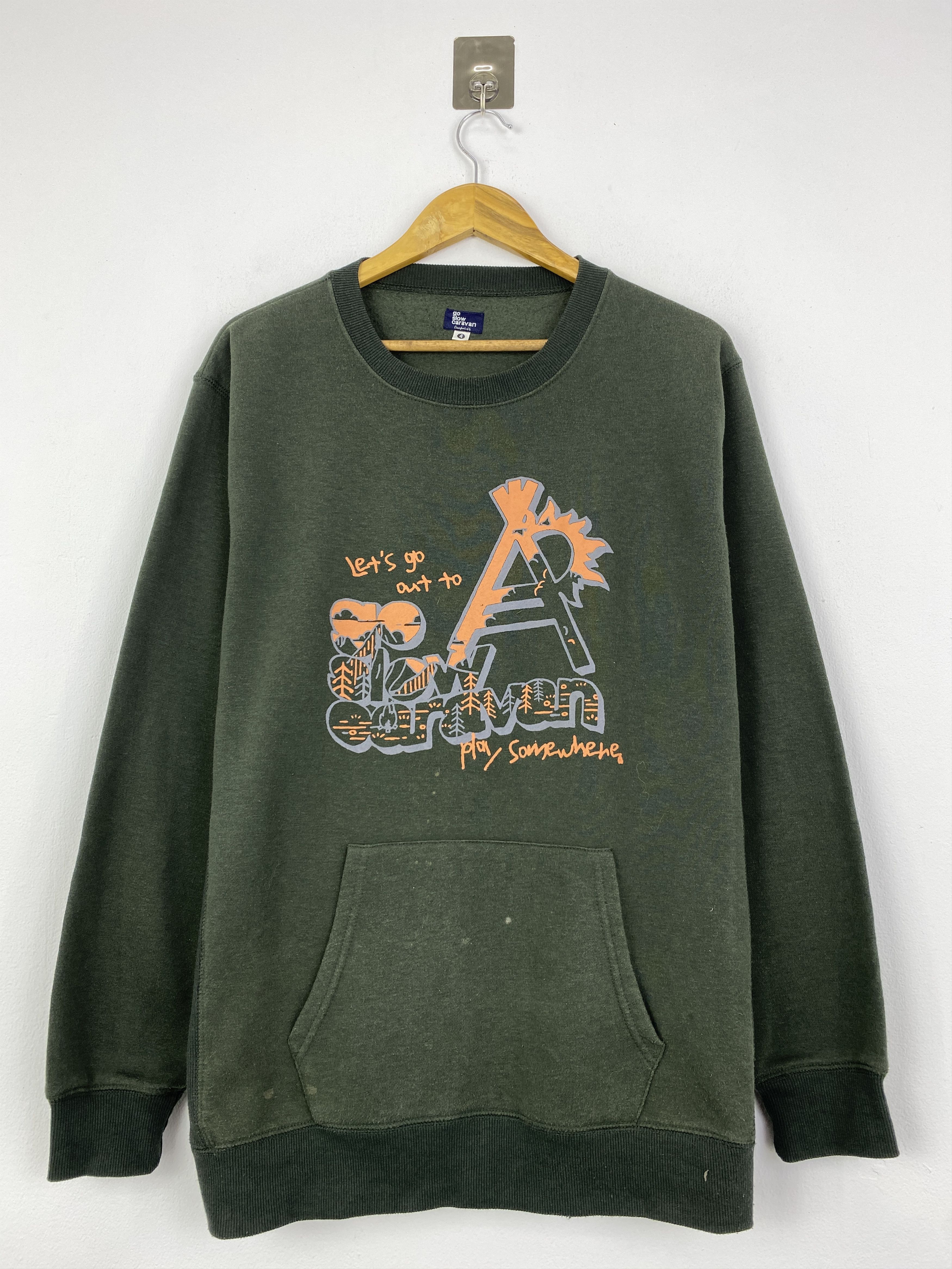 Vintage Vintage Go Slow Caravan Wording Sweatshirt SH0086 Size US XL / EU 56 / 4 - 1 Thumbnail