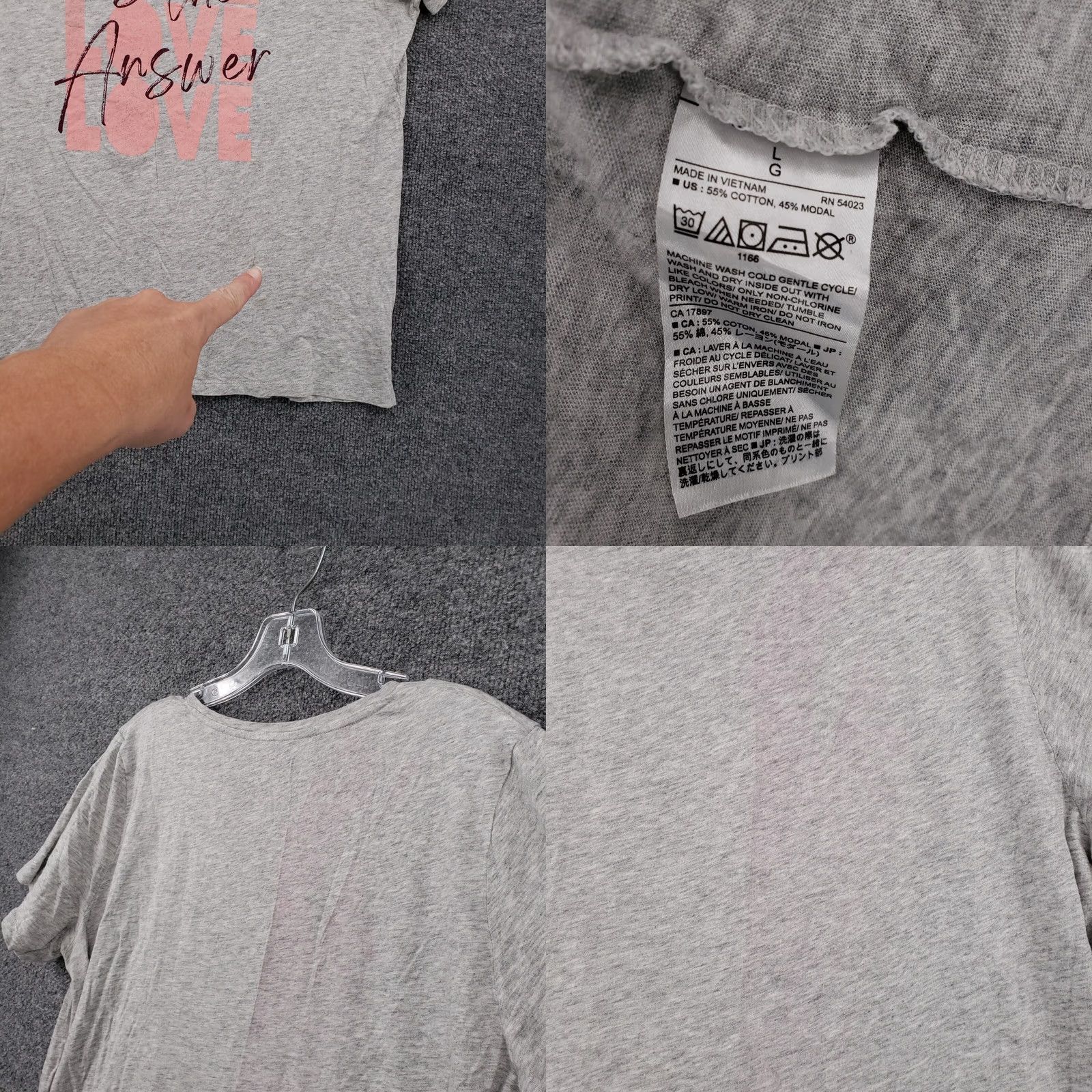 Banana Republic Banana Republic T Shirt Womens L Gray Short Sleeve Crew Neck Love Is The Answer Size L / US 10 / IT 46 - 8 Thumbnail