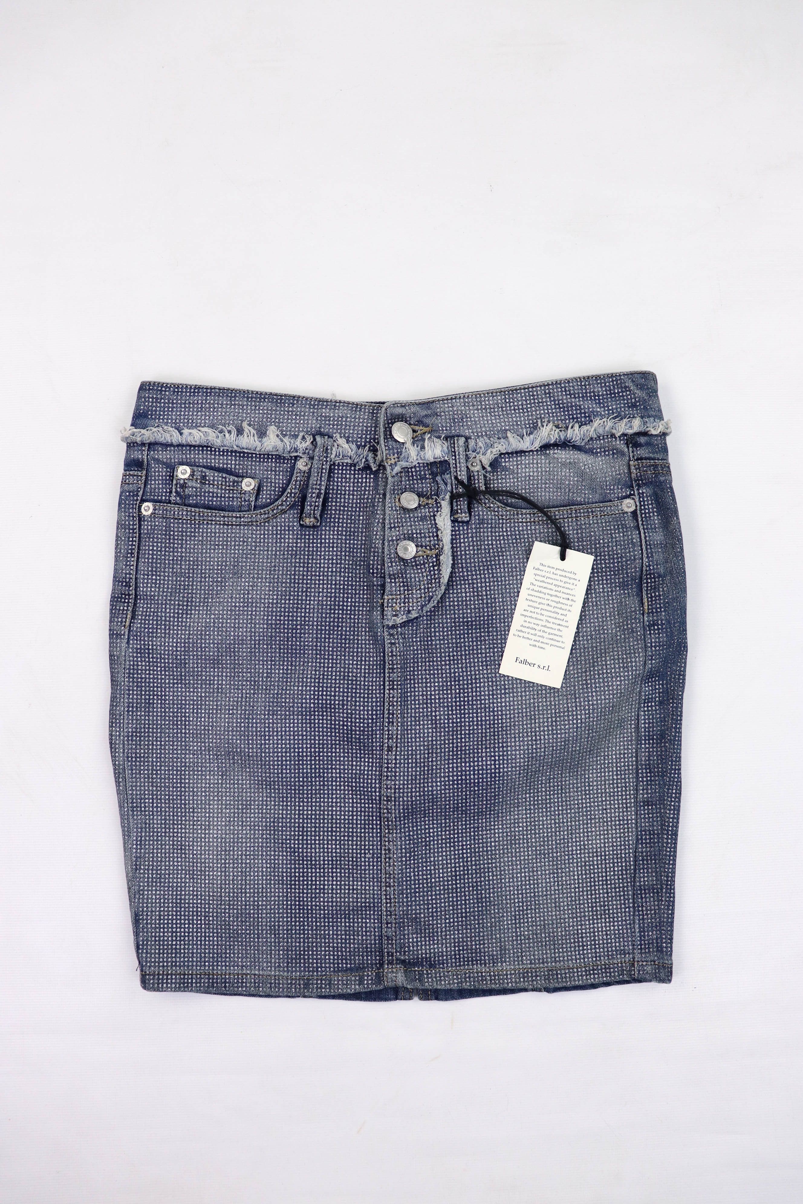 John Richmond Richmond Made in Italy Faux Rhinestones Jeans Mini Skirt Size 28" / US 6 / IT 42 - 1 Thumbnail