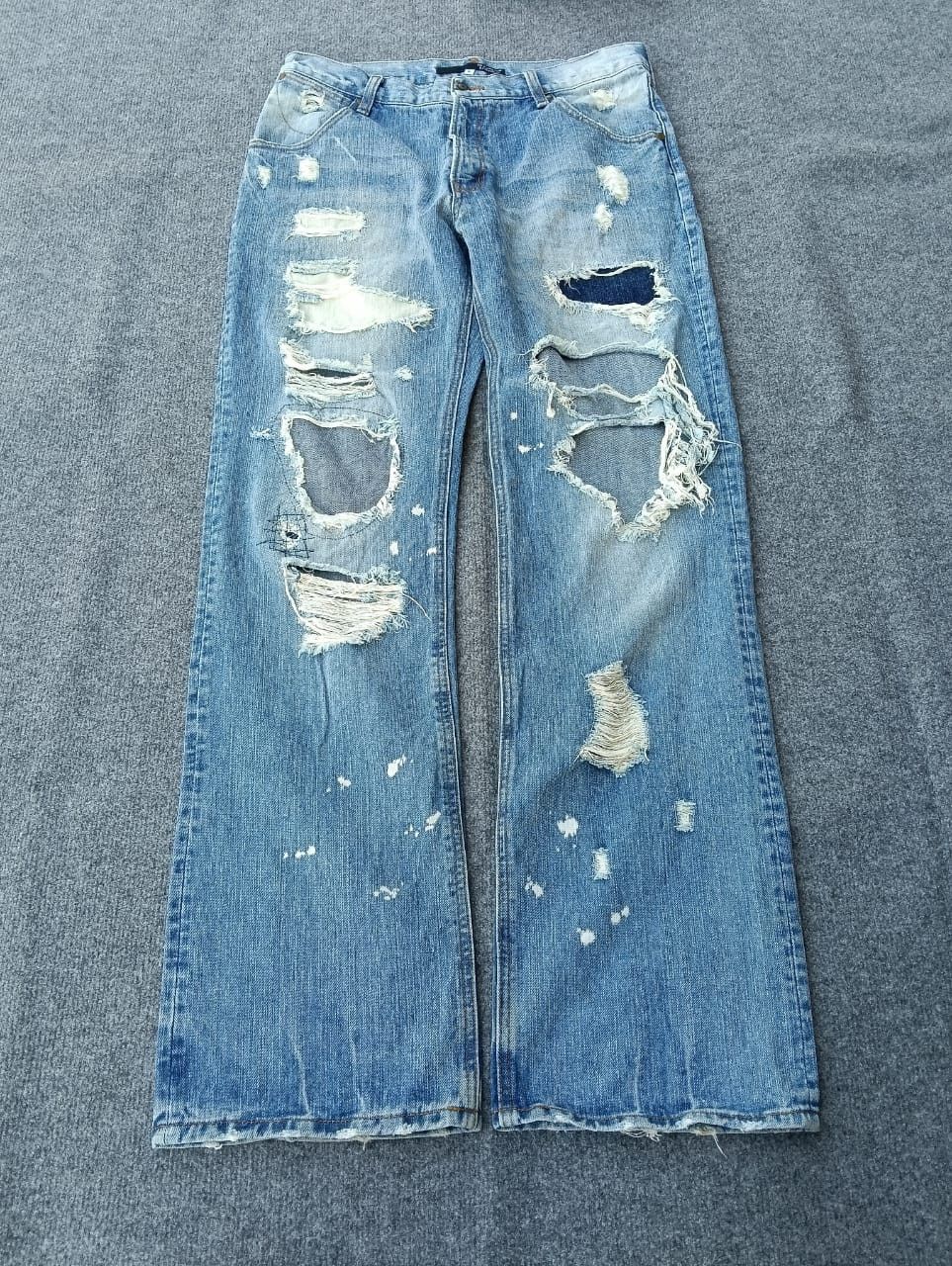 Japanese Brand TTU Exhibitionist Heavy Distressed Destroyed denim jeans. Size US 32 / EU 48 - 1 Thumbnail