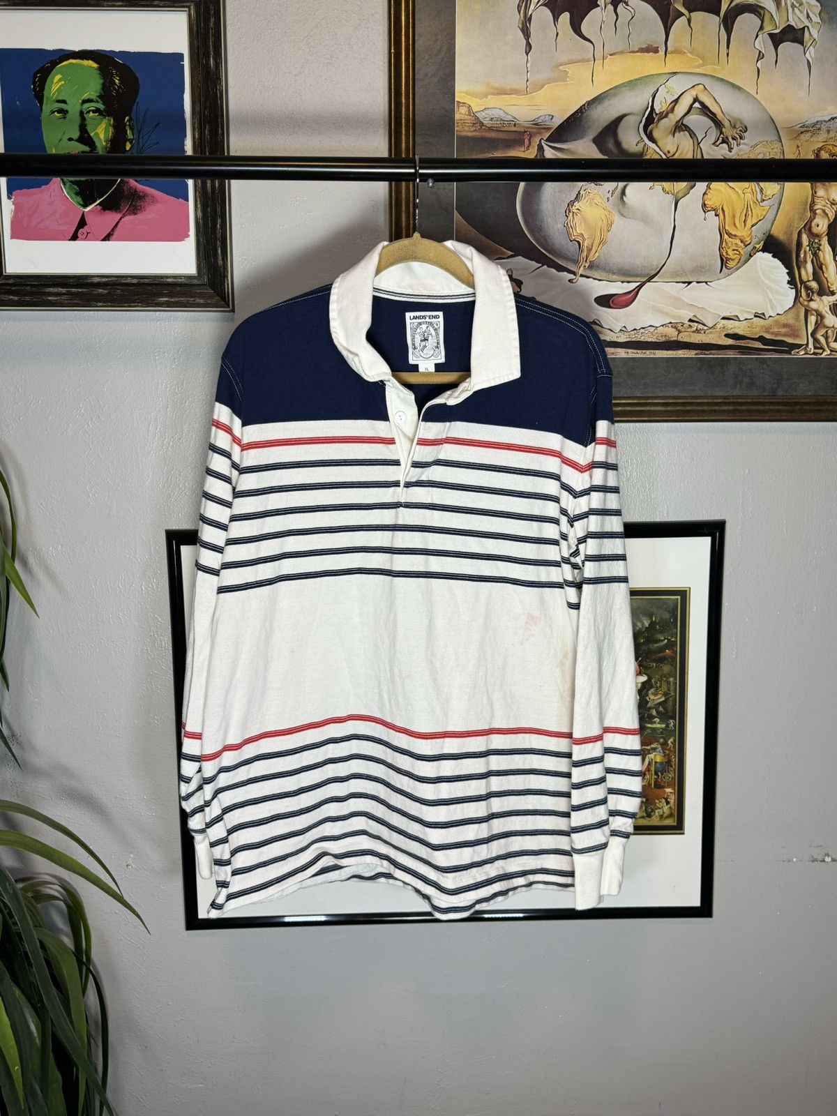Lands' End × Vintage Vintage Lands End Striped Rugby Size US XL / EU 56 / 4 - 1 Thumbnail