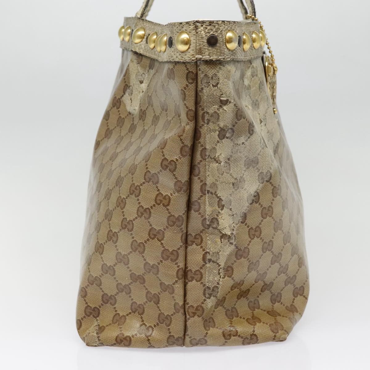 GUCCI GG Crystal Tote Bag Coated Canvas Beige White Silver
