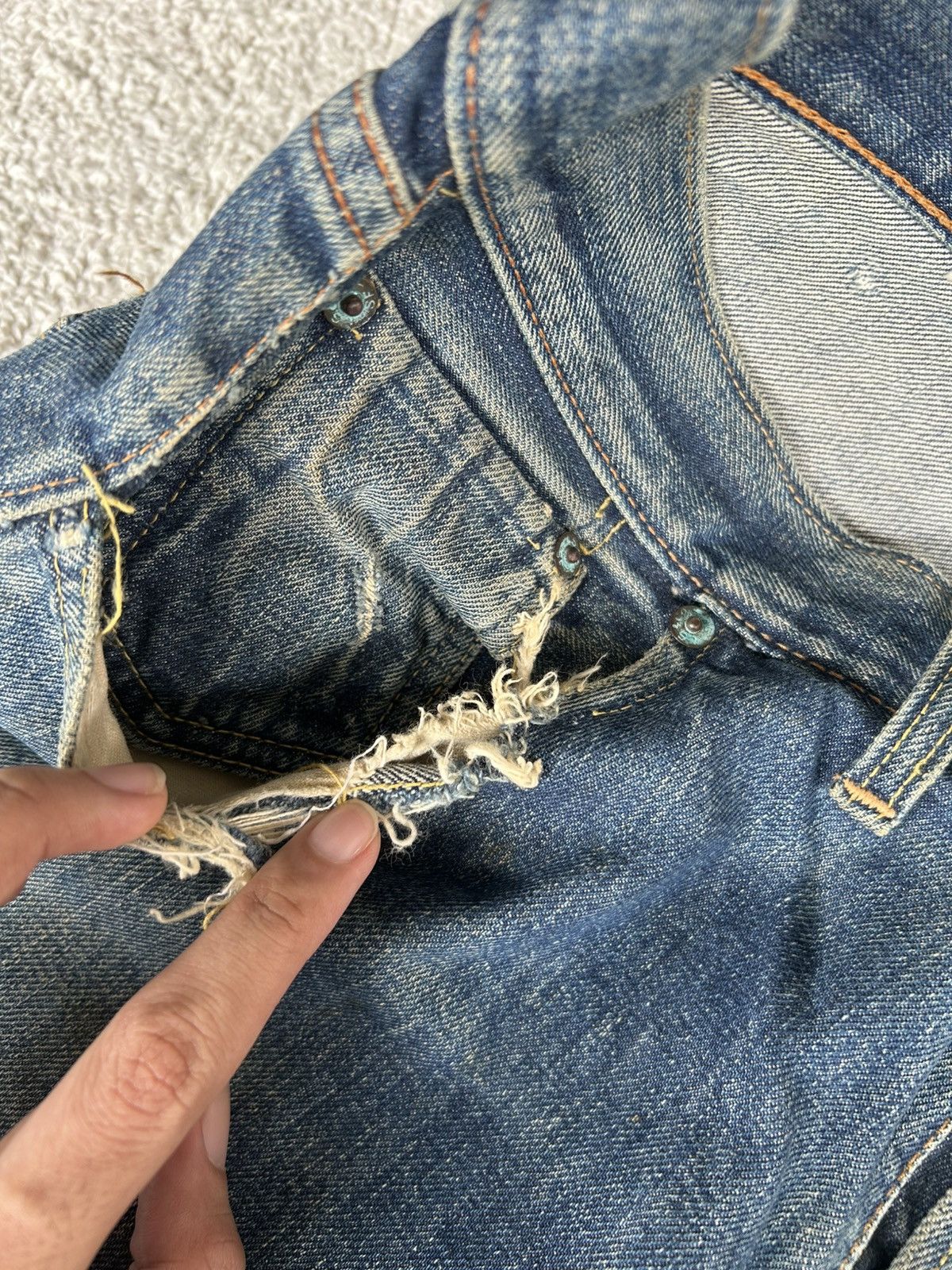 Levi's × Vintage Vtg 50-60s Levis Big E Single Button6 Selvedge Distressed Size US 36 / EU 52 - 10 Thumbnail