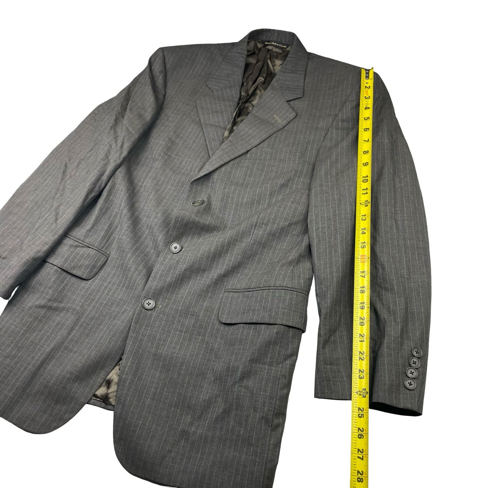 Jack Victor Jack Victor Men's Kelton 100% Wool 3-Button Suit Brown Strip Size 40L - 12 Thumbnail