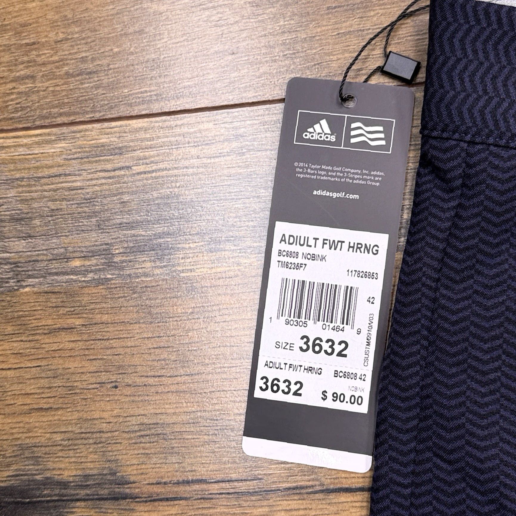 Adidas Adidas Pants Mens 36x32 Blue Herringbone Mid Rise Stretch Chino Relaxed Fit Travel Casual Straight NWT Size US 36 / EU 52 - 4 Thumbnail