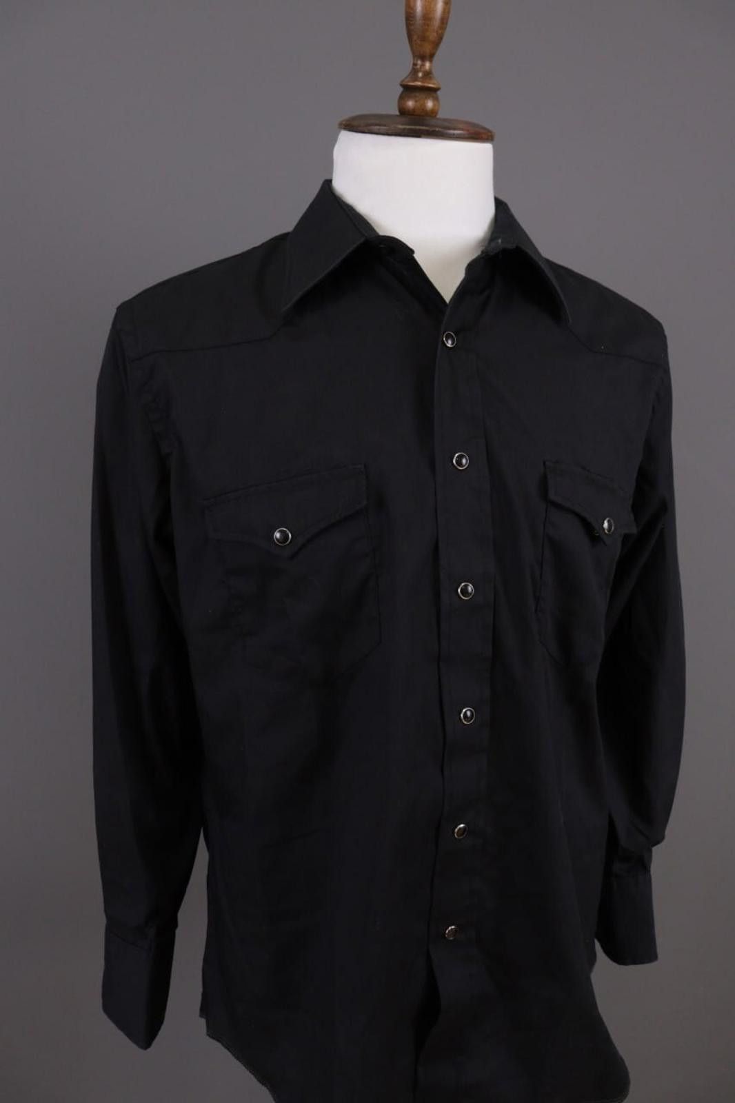 Wrangler Vintage Wrangler Black USA Long Tails Shirt Size 17 / 33 Size US M / EU 48-50 / 2 - 9 Thumbnail