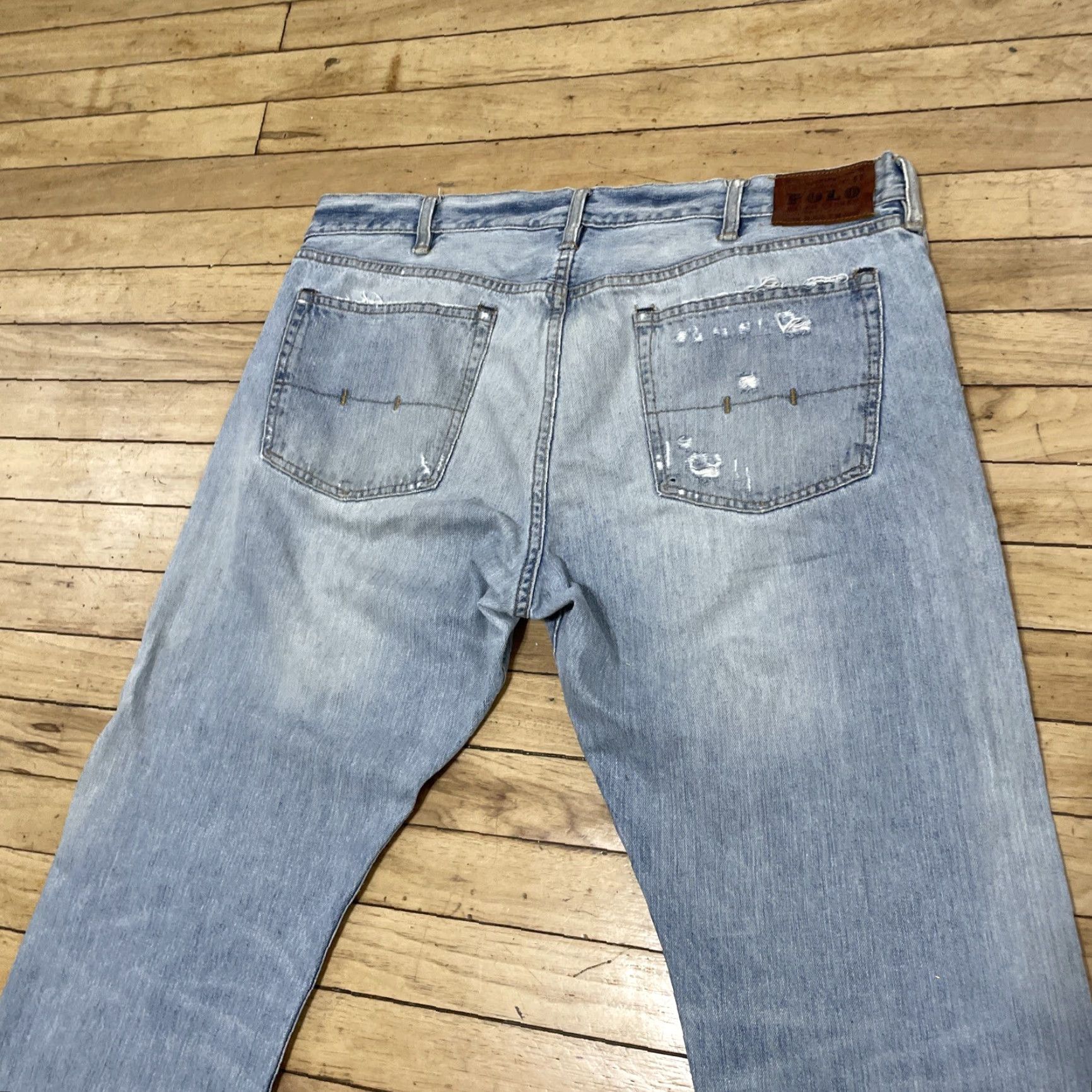 Polo Ralph Lauren VINTAGE Polo Ralph Lauren Jeans Men 38x30 Light Blue 867 Ripped Distressed Denim Polo Ralph Lauren 867 Jeans Distressed 90s Y2k Streetwear Mens Jeans Size US M / EU 48-50 / 2 - 5 Thumbnail