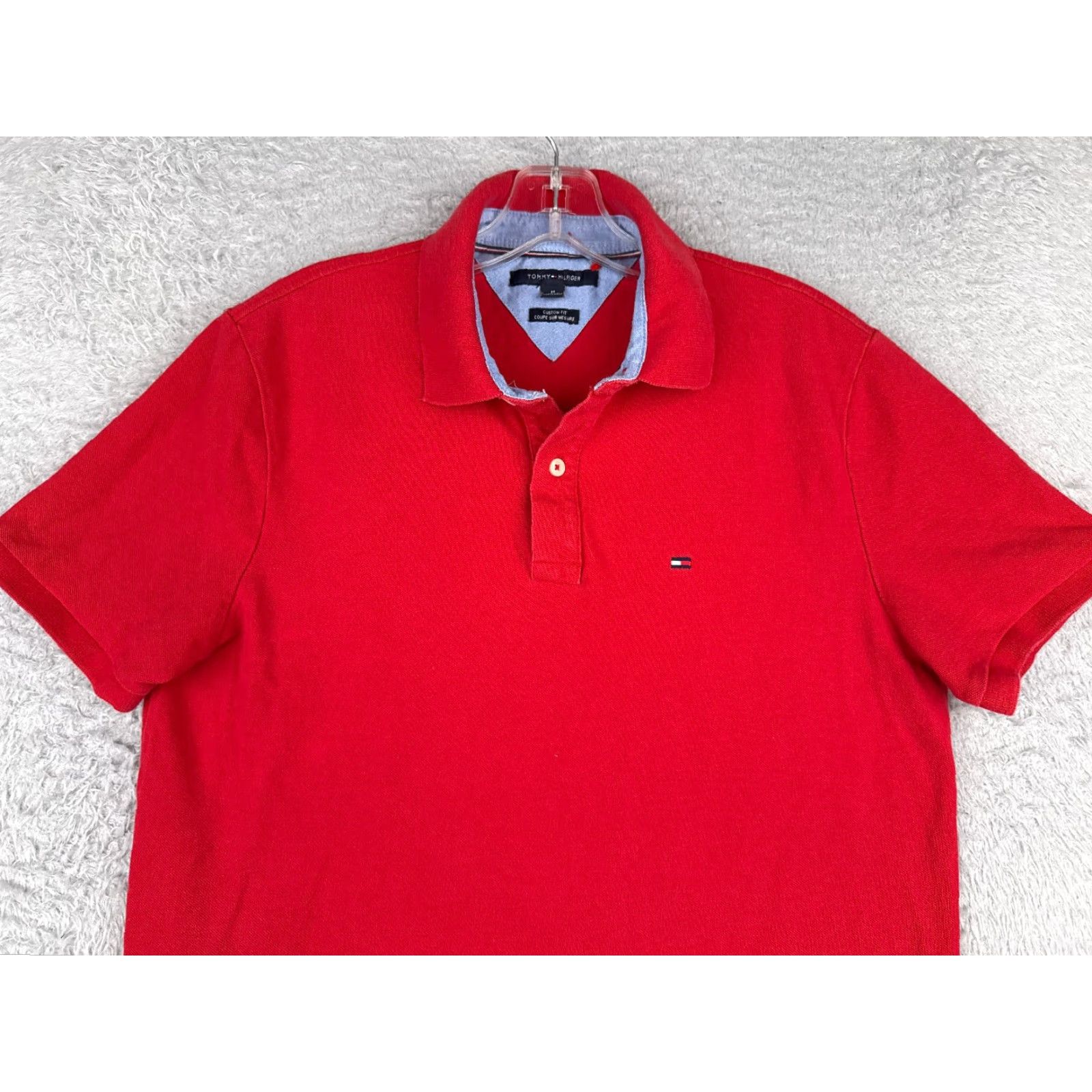 Tommy Hilfiger Tommy Hilfiger Shirt Men Medium Red 100% Cotton Custom Fit Short Sleeve Polo Slim Size US M / EU 48-50 / 2 - 4 Thumbnail