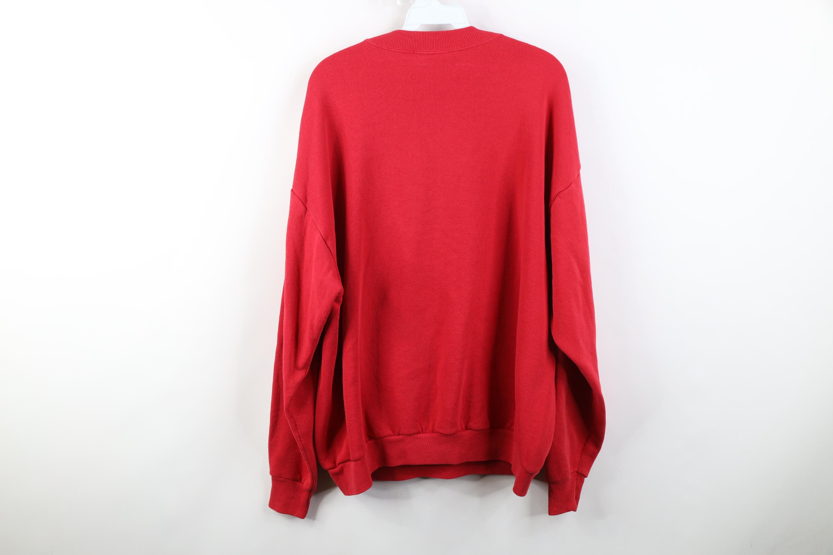 Vintage Vintage 90s Streetwear Blank Crewneck Sweatshirt Cherry Red Size US XL / EU 56 / 4 - 11 Thumbnail