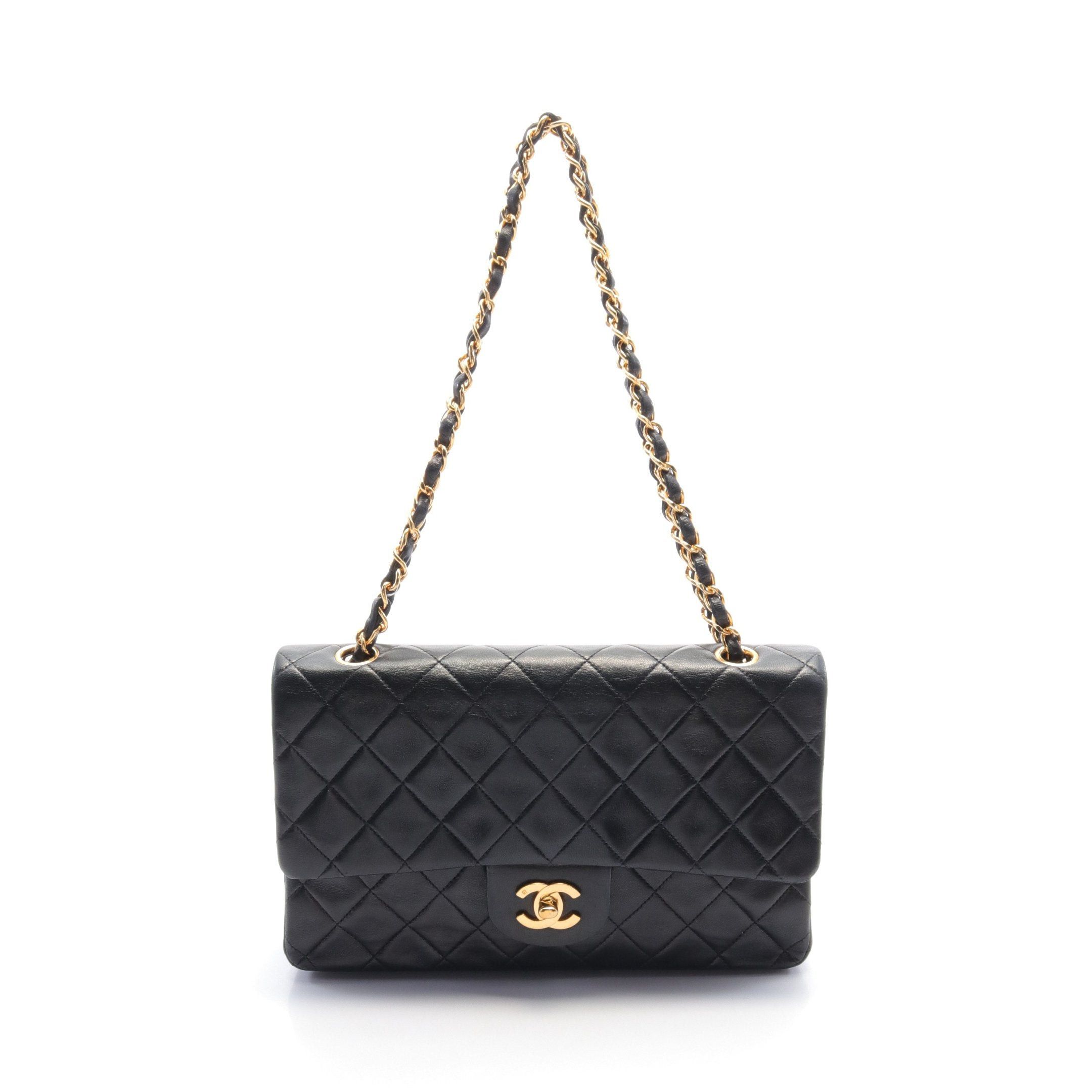 Chanel Chanel Matelasse Double Flap Chain Shoulder Bag Lambskin Black Gold Hardware Size ONE SIZE - 1 Thumbnail