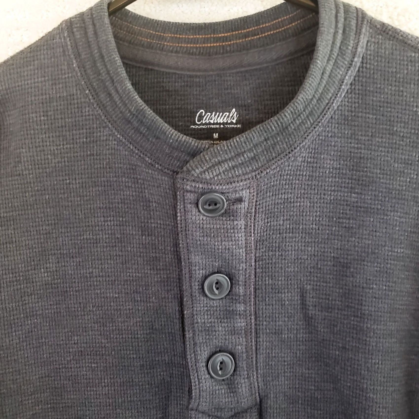 Vintage Casuals Henley Mens M Dark Gray Long Sleeve Waffle Knit Thermal Shirt Outdoors Size US M / EU 48-50 / 2 - 5 Thumbnail