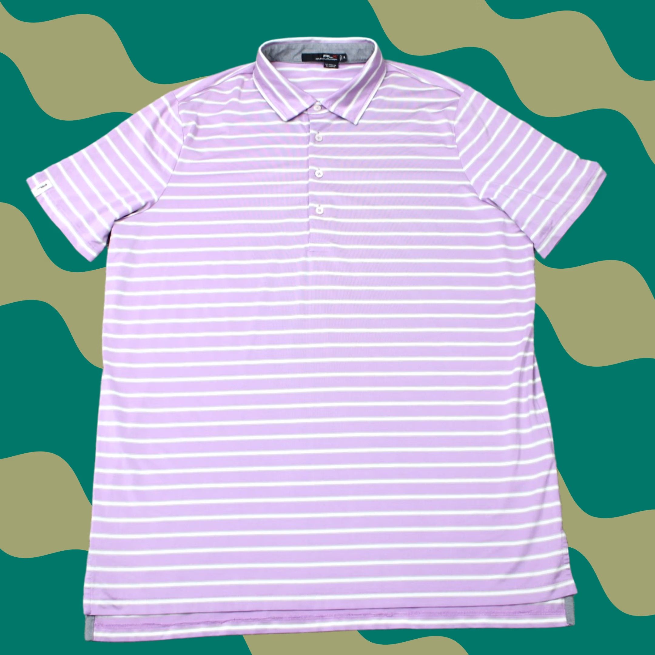 RLX Ralph Lauren RLX Ralph Lauren Polo Shirt Mens XL Purple/White Striped Short Sleeve Polo Shirt Size US XL / EU 56 / 4 - 1 Thumbnail