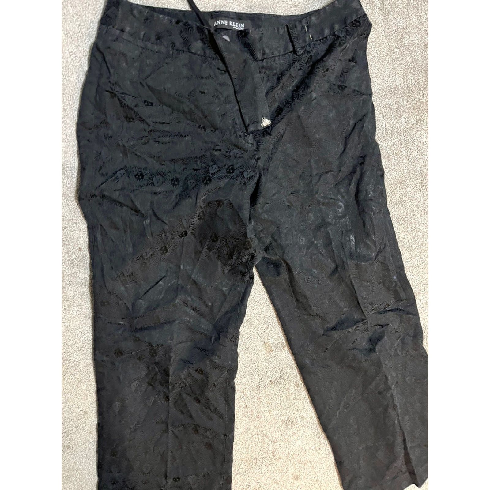 Anne Klein VINTAGE Anne Klein Pants Black Floral Print 12P Petite Size 34" / US 12 / IT 48 - 2 Thumbnail