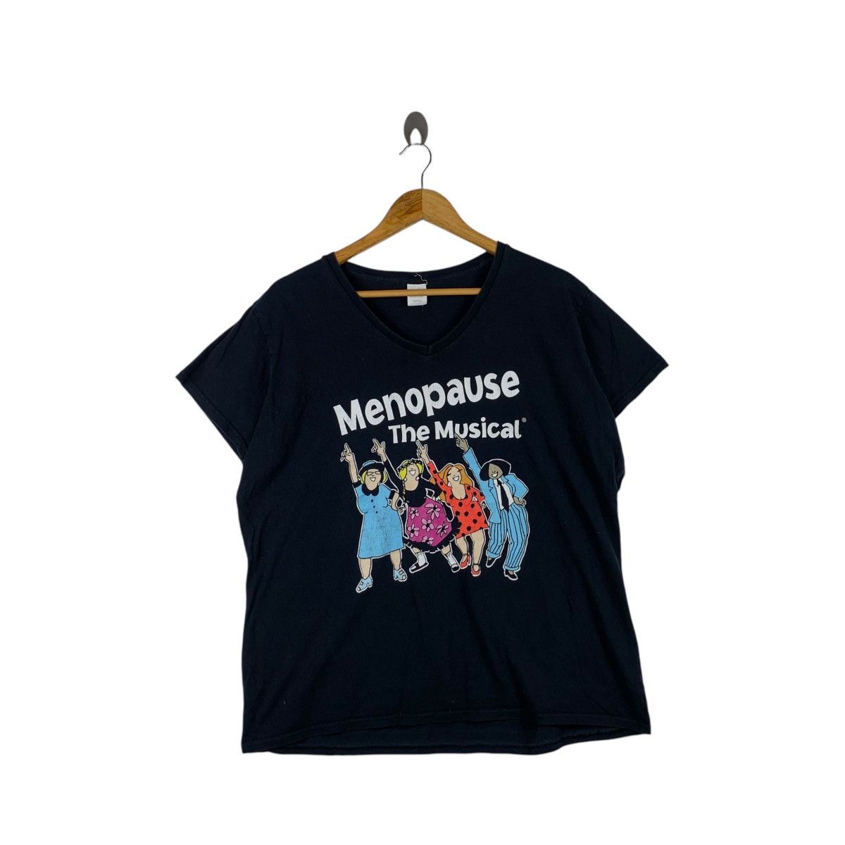 Vintage Vintage MENOPAUSE THE MUSICAL Jeanie Linders Tee Shirt Top Size L / US 10 / IT 46 - 1 Thumbnail