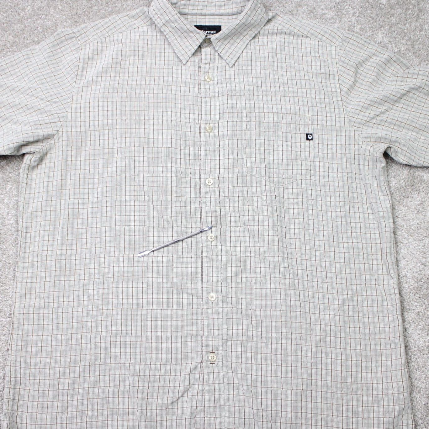 Marmot Marmot Shirt Mens XL Brown Plaid Button-Up Short Sleeve Casual Travel Workwear Wool? No — Polyblend Size US XL / EU 56 / 4 - 5 Thumbnail