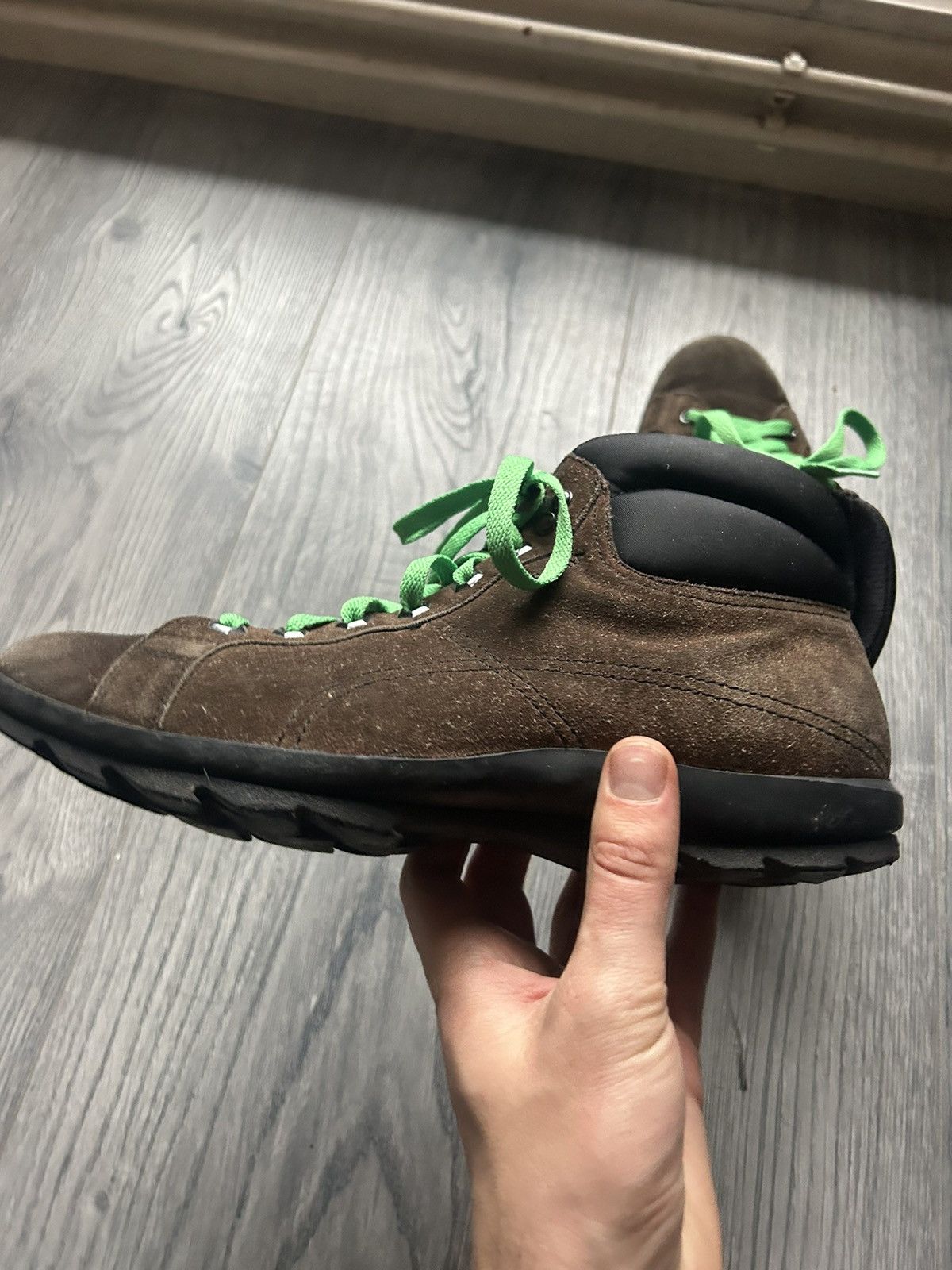Prada Prada Brown Suede Hiking Boots with Green Laces Size US 8 / EU 41 - 6 Thumbnail