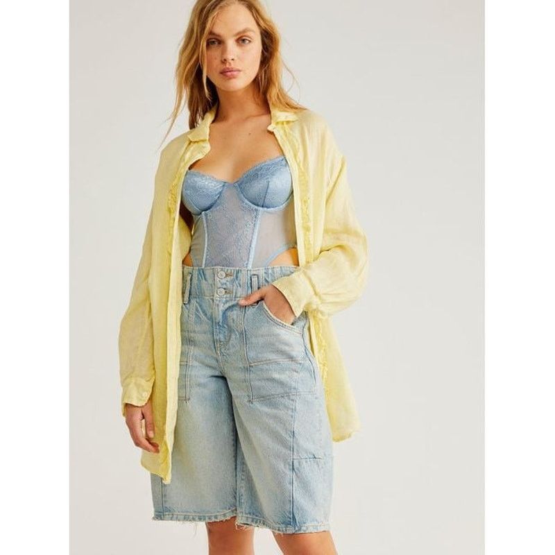 Free People New Free People CP Shades Solid Ruffle Linen Shirt $252 XS Size XS / US 0-2 / IT 36-38 - 2 Thumbnail