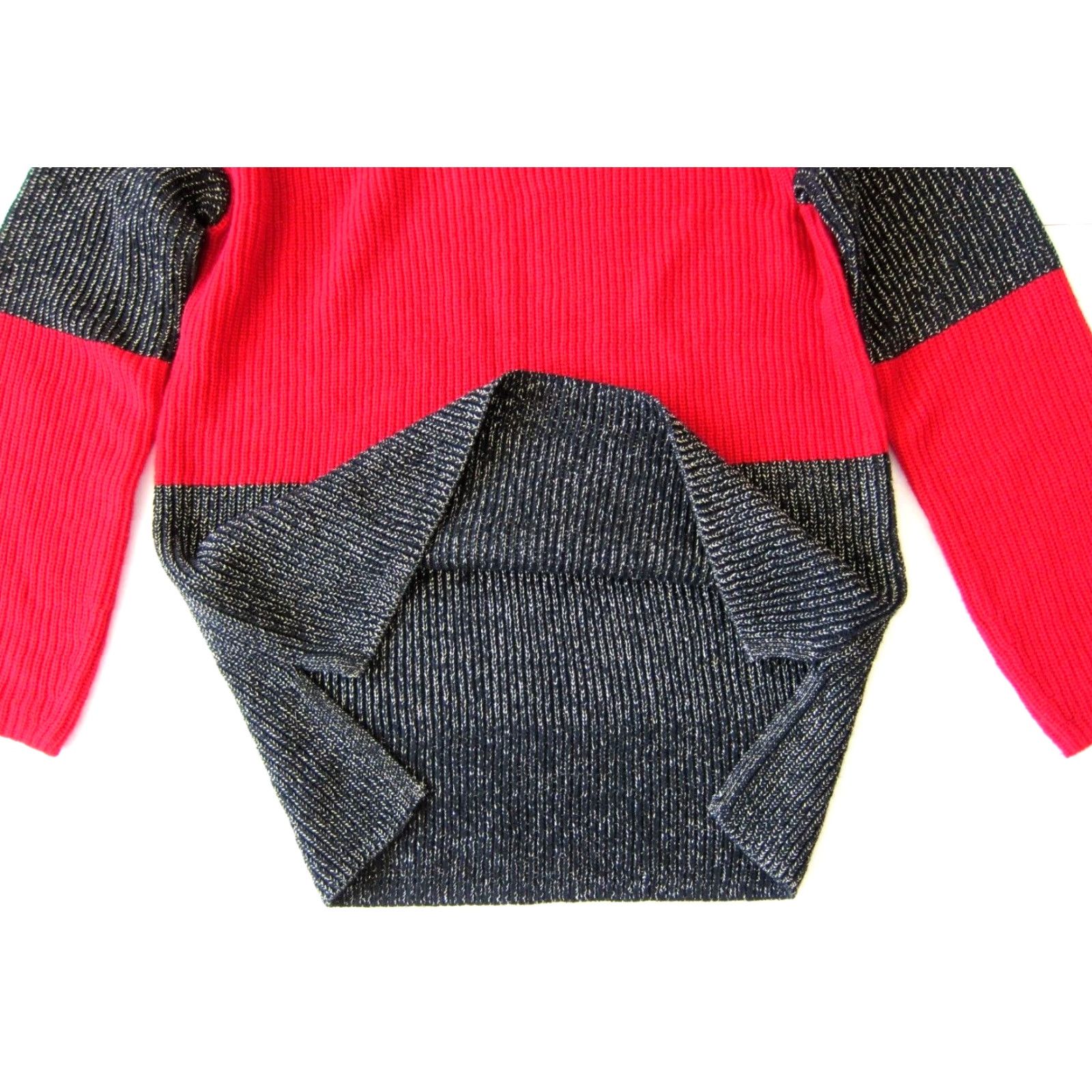 Karl Lagerfeld Karl Lagerfeld Paris Red Black Silver Cable Knit Mock Neck Sweater Medium Women XS? Size M / US 6-8 / IT 42-44 - 5 Thumbnail