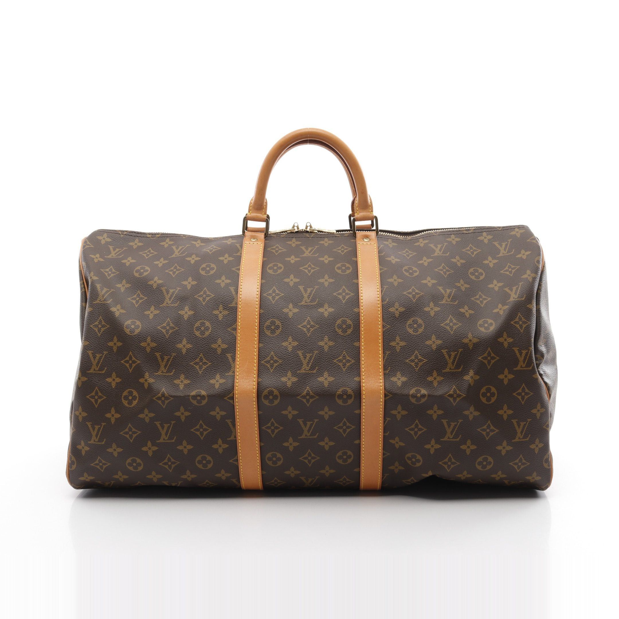 Louis Vuitton Louis Vuitton Keepall 55 Monogram Boston Bag Leather Brown Size ONE SIZE - 1 Thumbnail