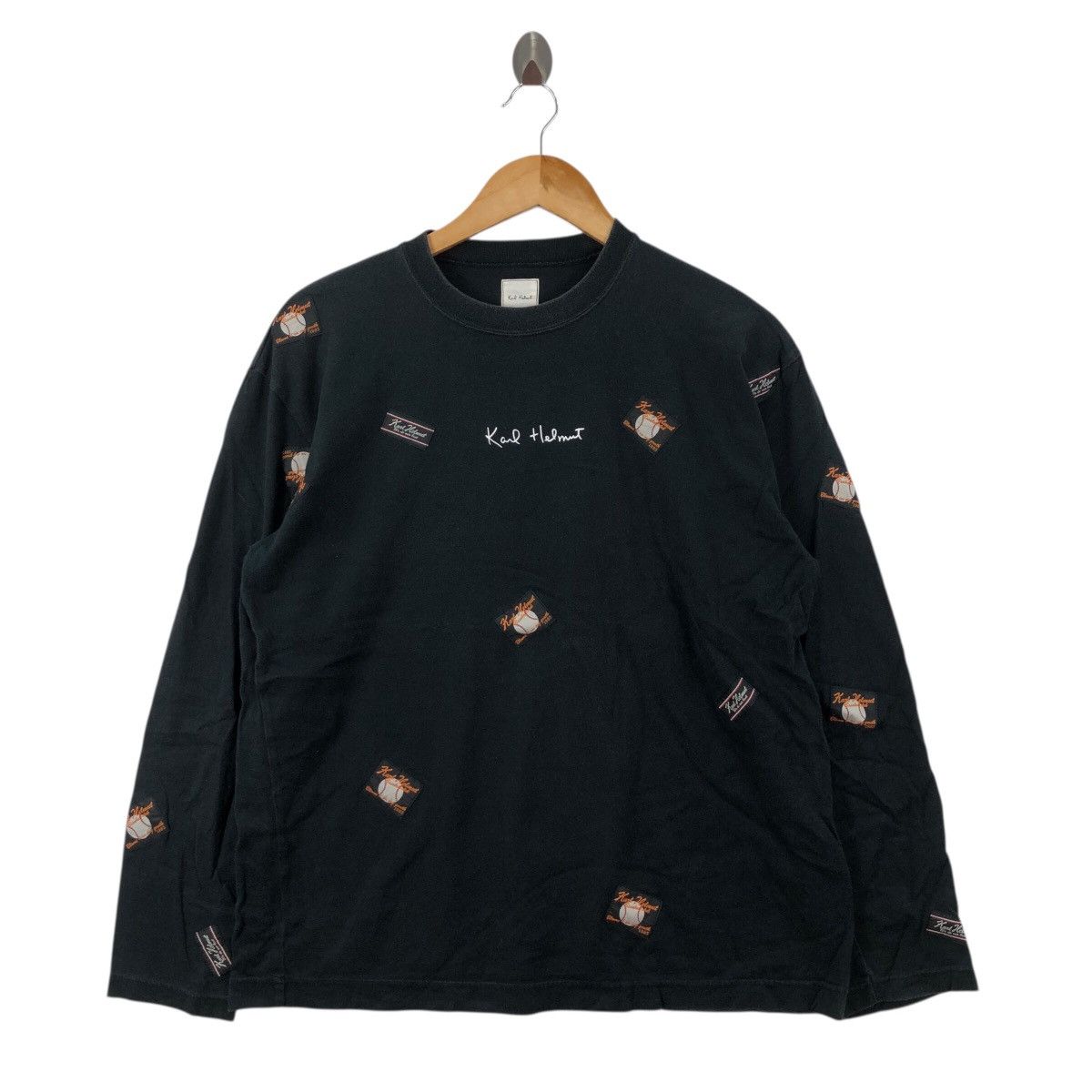 Japanese Brand Vintage KARL HELMUT Long Sleeve AOP Logo Japanese Brand Size US L / EU 52-54 / 3 - 1 Thumbnail