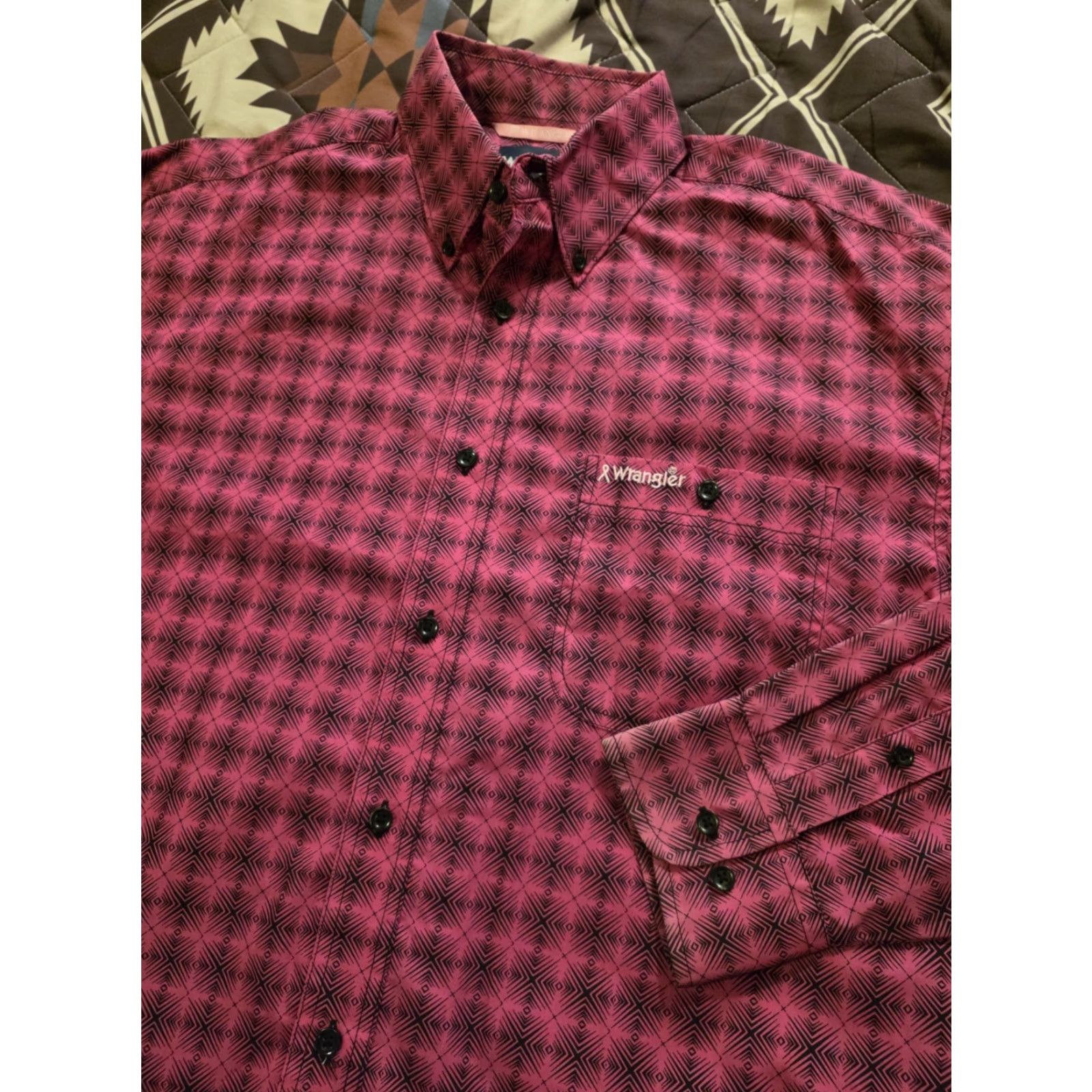 Wrangler VINTAGE Wrangler Breast Cancer Awareness Long Sleeve Button Up Shirt Pink Mens Large Size US L / EU 52-54 / 3 - 2 Thumbnail