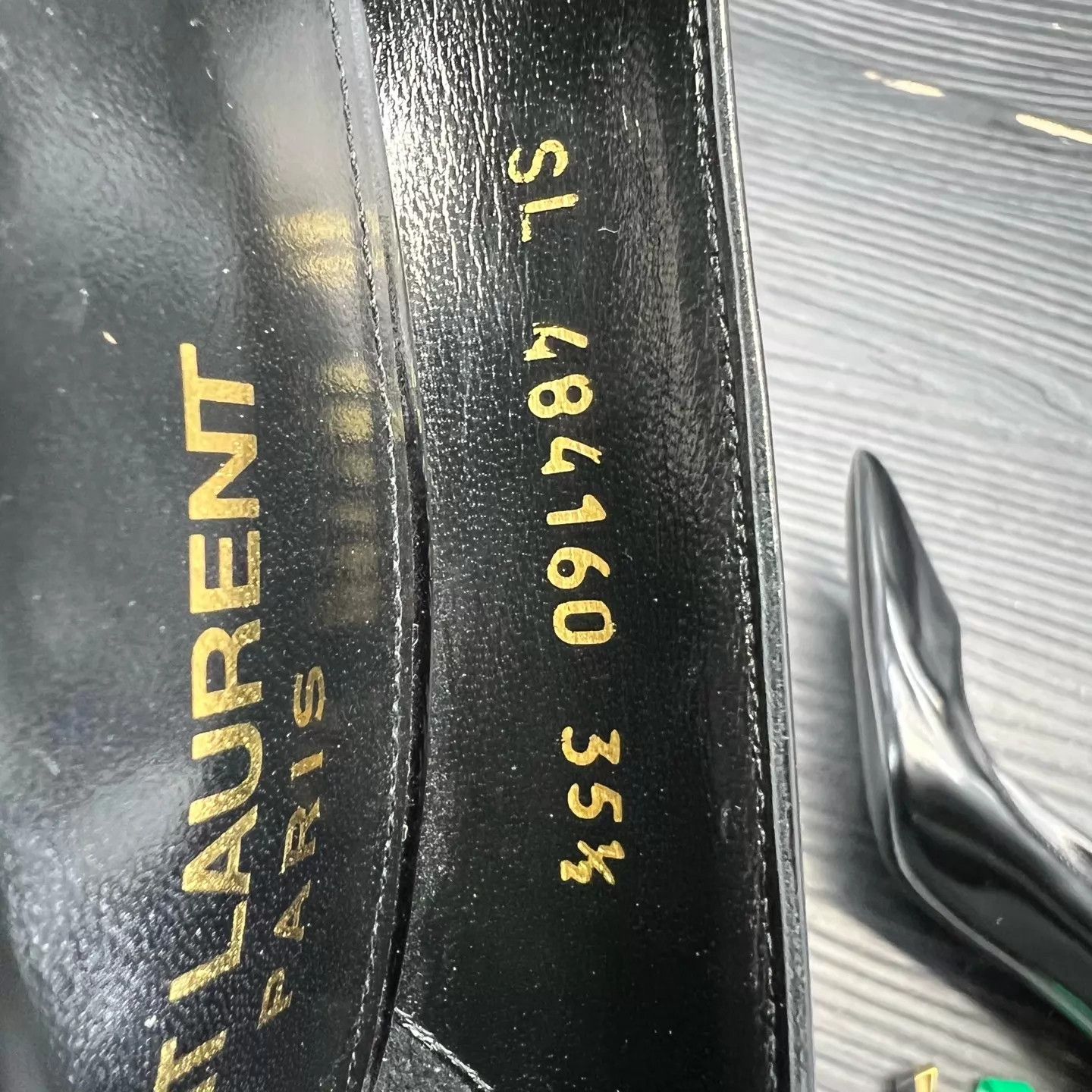Yves Saint Laurent YSL Opyum Black & Gold Heels Women 35.5 Tried On Size US 5 / IT 35 - 8 Thumbnail
