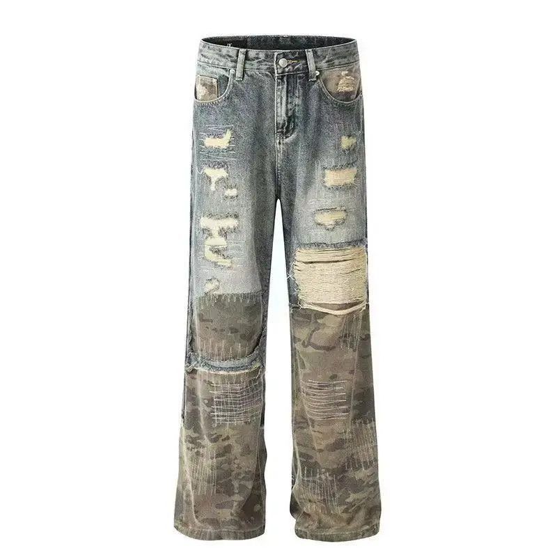 Japanese Brand Camouflage Spliced Jeans Loose Casual Wide Leg Size US 32 / EU 48 - 5 Thumbnail