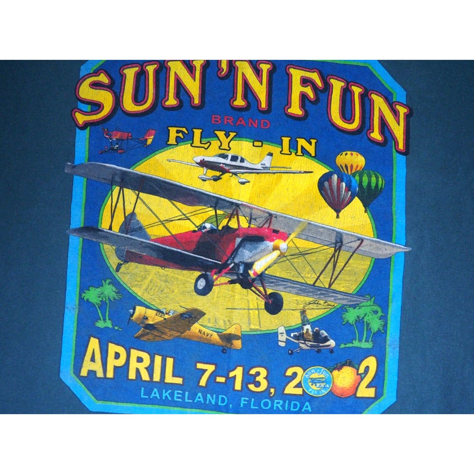Gildan VINTAGE Gildan Tee T-Shirt XL Green Florida Air Show 2002 Y2K Crew Neck Short Sleeve Men Size US XL / EU 56 / 4 - 3 Thumbnail