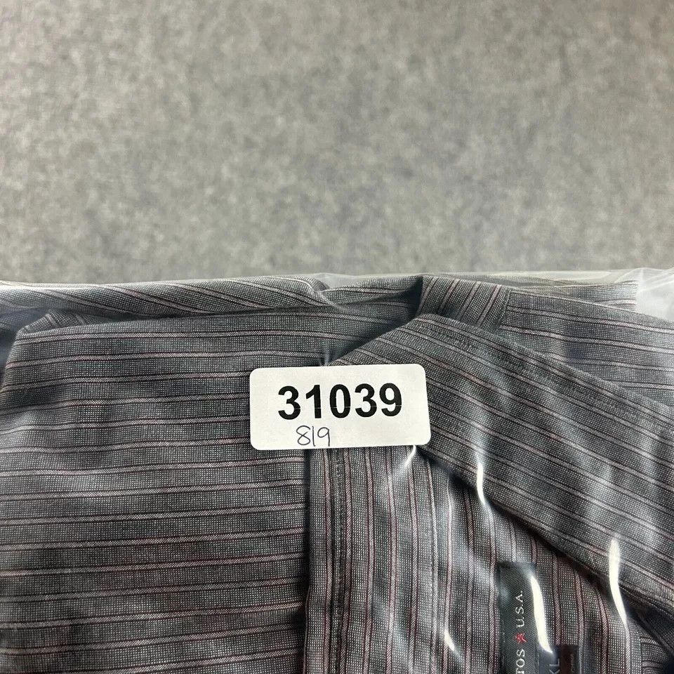 John Varvatos John Varvatos Shirt Mens 2XL Gray Striped Button Up XXL Size US XXL / EU 58 / 5 - 8 Thumbnail