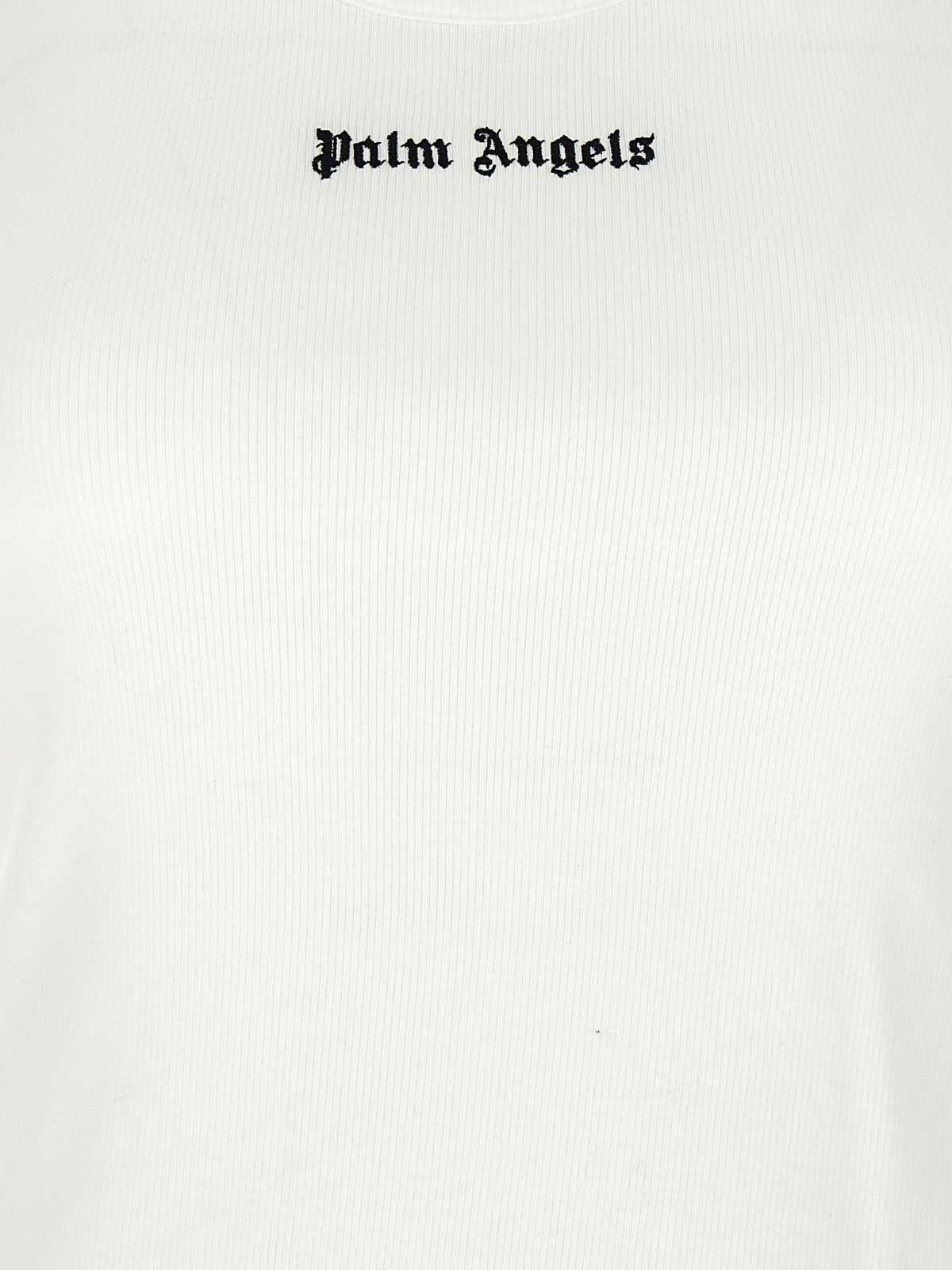 Palm Angels o1gr1nt0425 Classic Logo Ribbed Tank Top in White Size L / US 10 / IT 46 - 4 Thumbnail