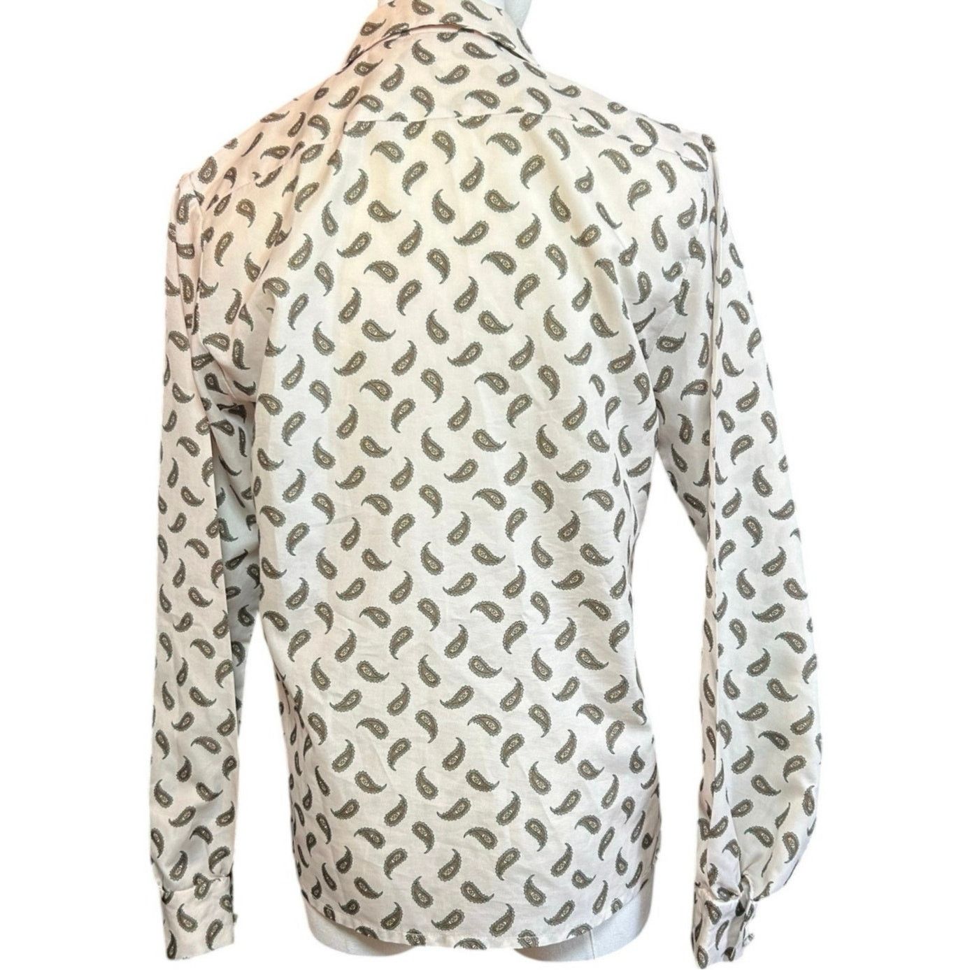 Handmade VTG 90s White Green Paisley Top Cloth Button Whimsigoth Boho Size M / US 6-8 / IT 42-44 - 2 Thumbnail