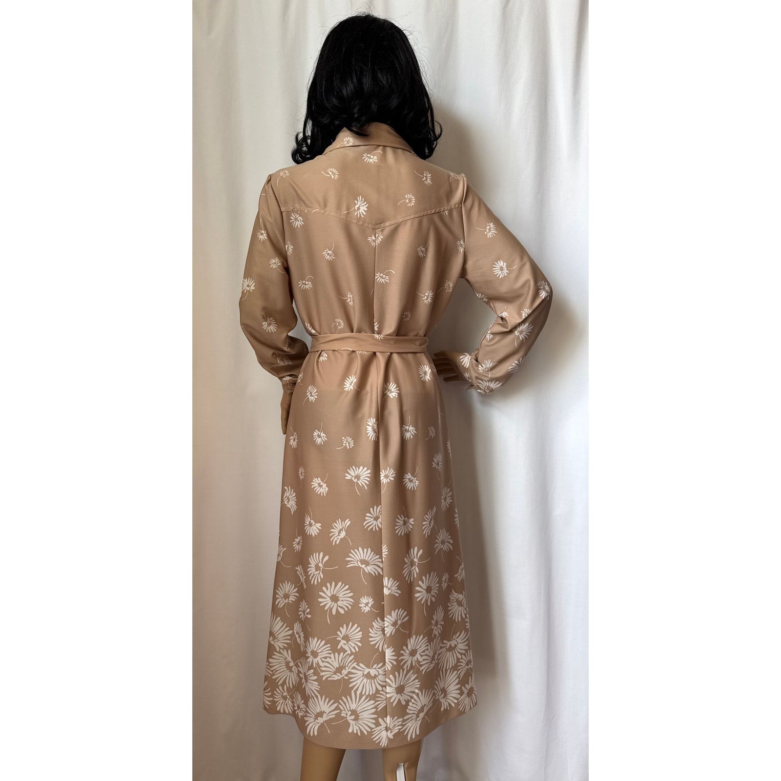 Vintage NWT Vtg Just-Mort Khaki collared Dress white daisy print M Size M / US 6-8 / IT 42-44 - 3 Thumbnail