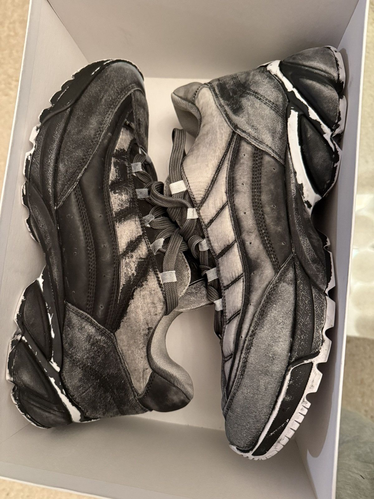 Maison Margiela MM6 Maison Margiela Black Distressed Sneakers Size US 10 / EU 43 - 4 Thumbnail