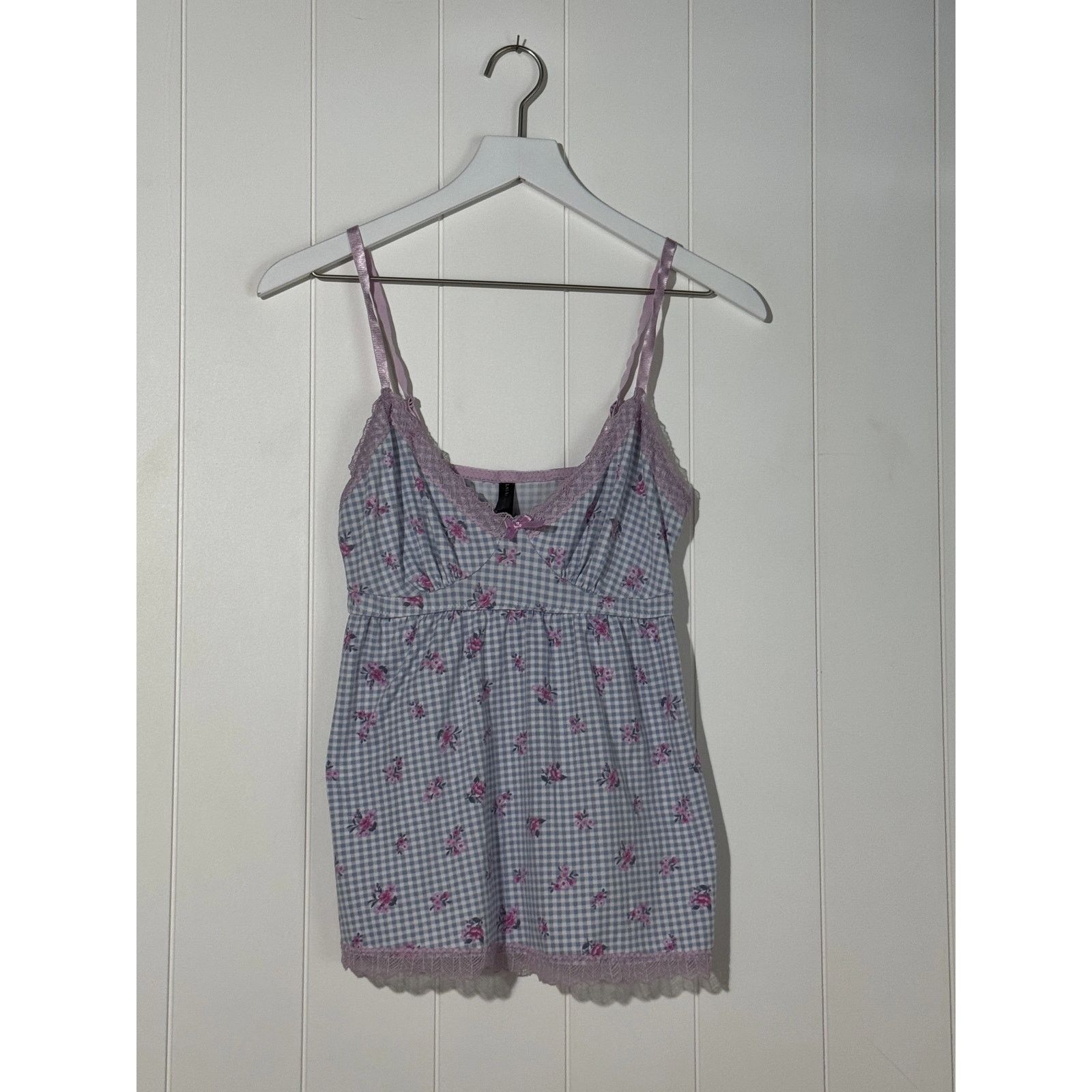Laura Ashley Vintage Y2K Laura Ashley Gingham Floral Lace Trim Cami Size M / US 6-8 / IT 42-44 - 2 Thumbnail