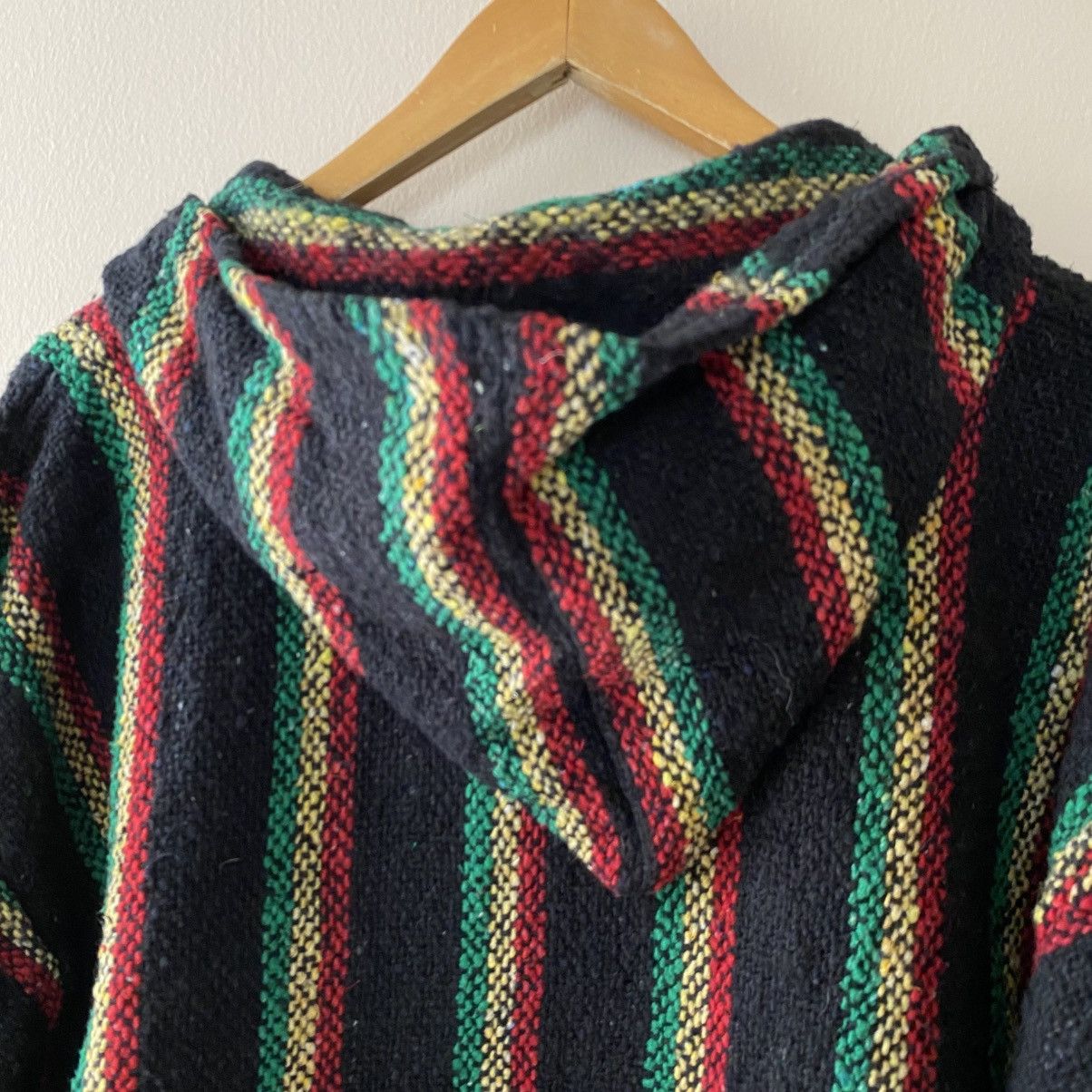 Vintage Black Baja Hoodie with Red, Green & Yellow Stripes Size US XL / EU 56 / 4 - 6 Thumbnail